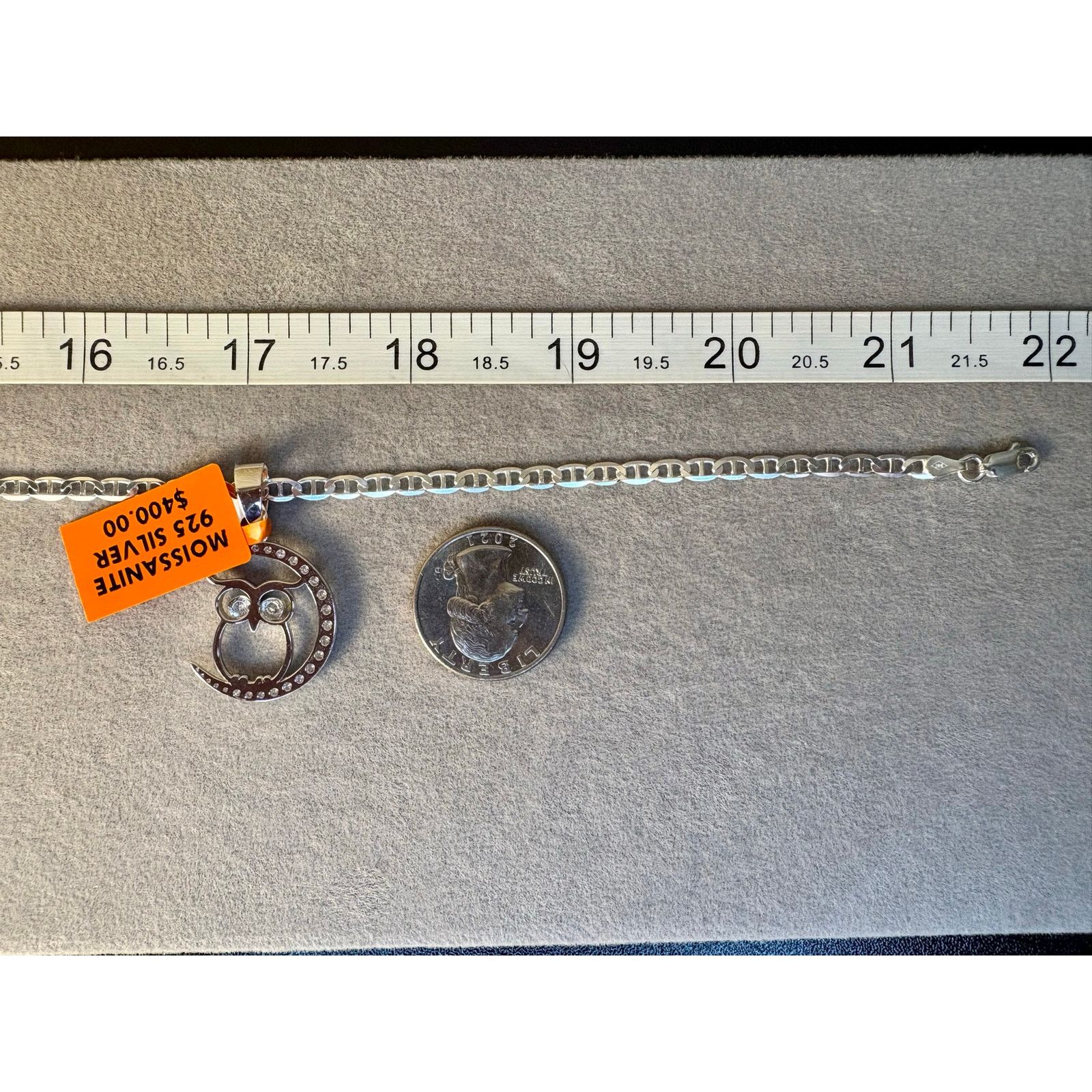 Jewelry NWT - 1ct Moissanite Owl Pendant & 22" Chain - 925 Sterling Size ONE SIZE - 4 Thumbnail