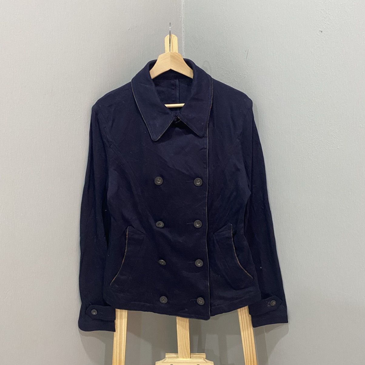 PPFM Navy Double-Breasted Cropped Peacoat Jacket Size US S / EU 44-46 / 1 - 1 Thumbnail