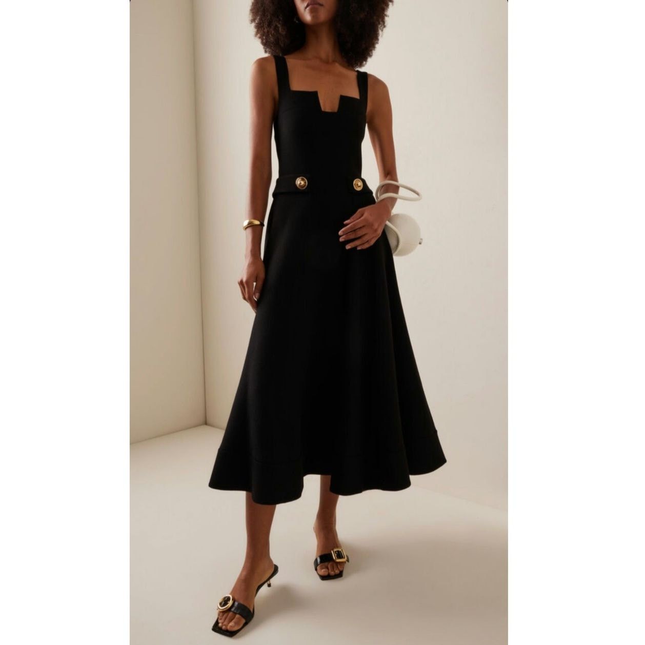 ALEXIS NWT Alexis Fiore Dress in Black Midi A-Line Wool Size Large Size L / US 10 / IT 46 - 2 Thumbnail