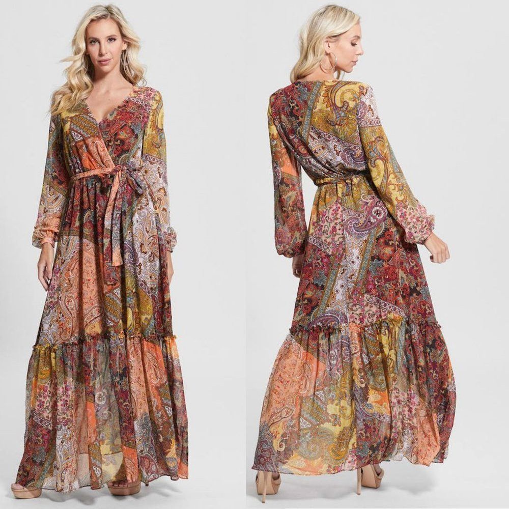 Guess NWT New $178 Guess Oriane Long Sleeve Maxi Dress Size L Size L / US 10 / IT 46 - 1 Thumbnail