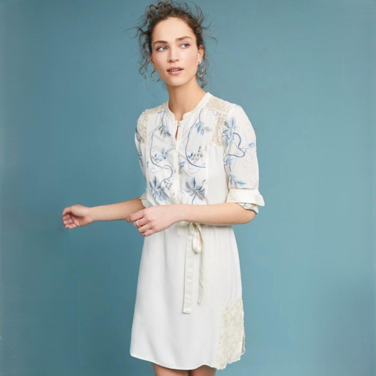 Anthropologie Tiny Amarante Embroidered Shirtdress Dress size M NWT $148 Size M / US 6-8 / IT 42-44 - 1 Thumbnail