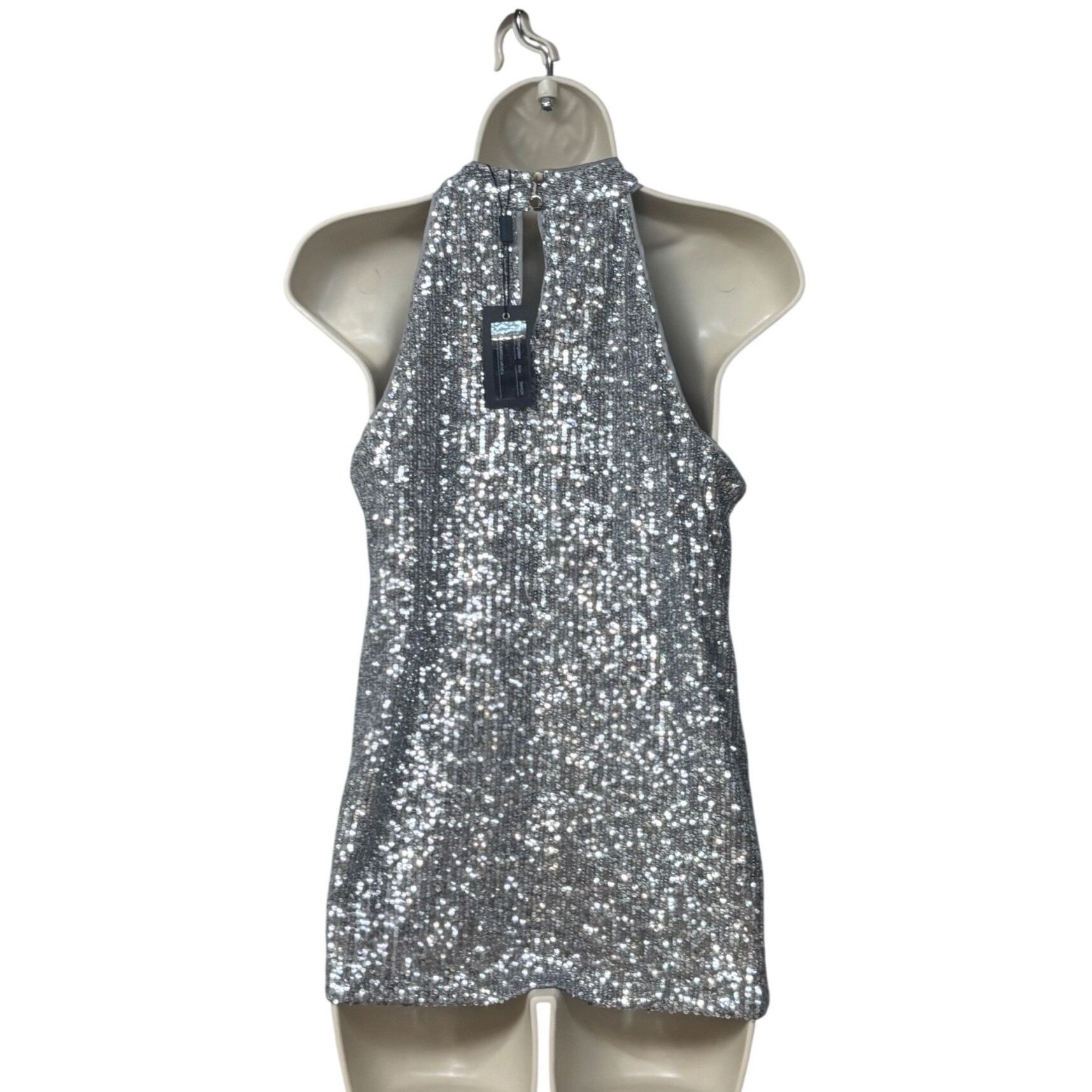 Other Cable & Gage Lunar Silver Sequin Halter Top, Sz. S Size S / US 4 / IT 40 - 4 Thumbnail