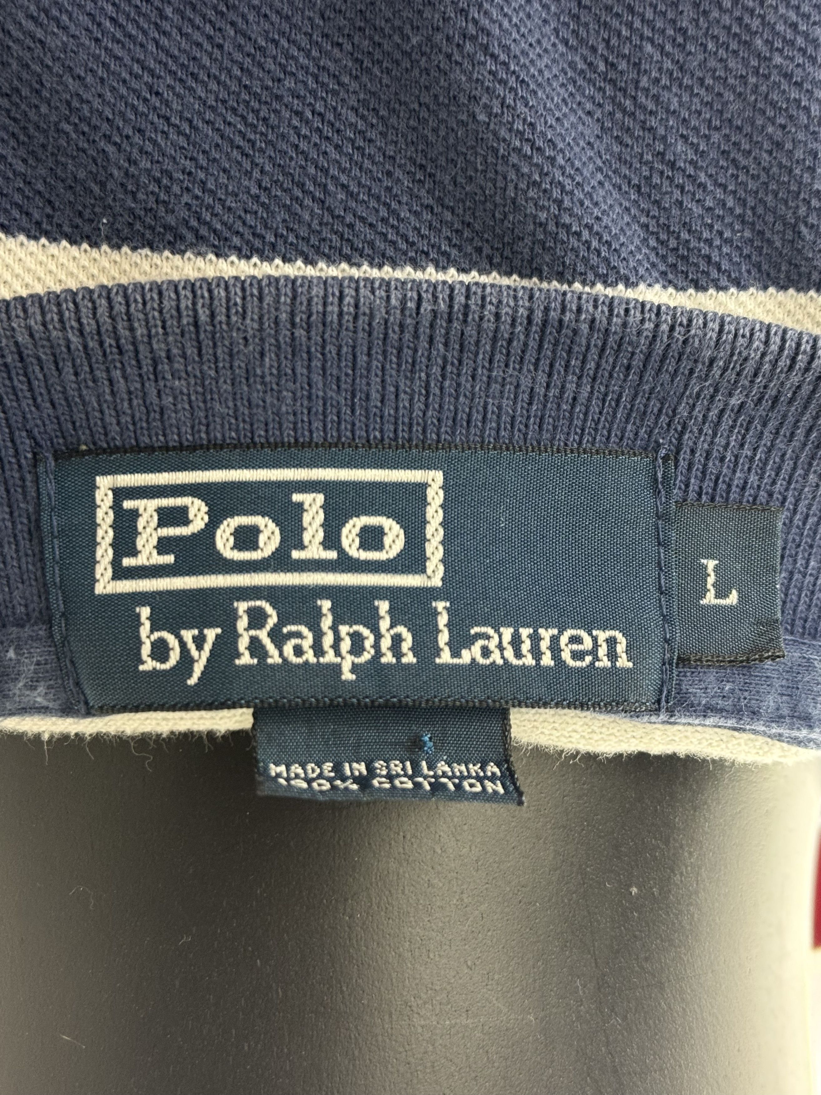 Polo Ralph Lauren VTG Polo Ralph Lauren Navy Blue & White Striped Cotton Polo Size US L / EU 52-54 / 3 - 6 Thumbnail