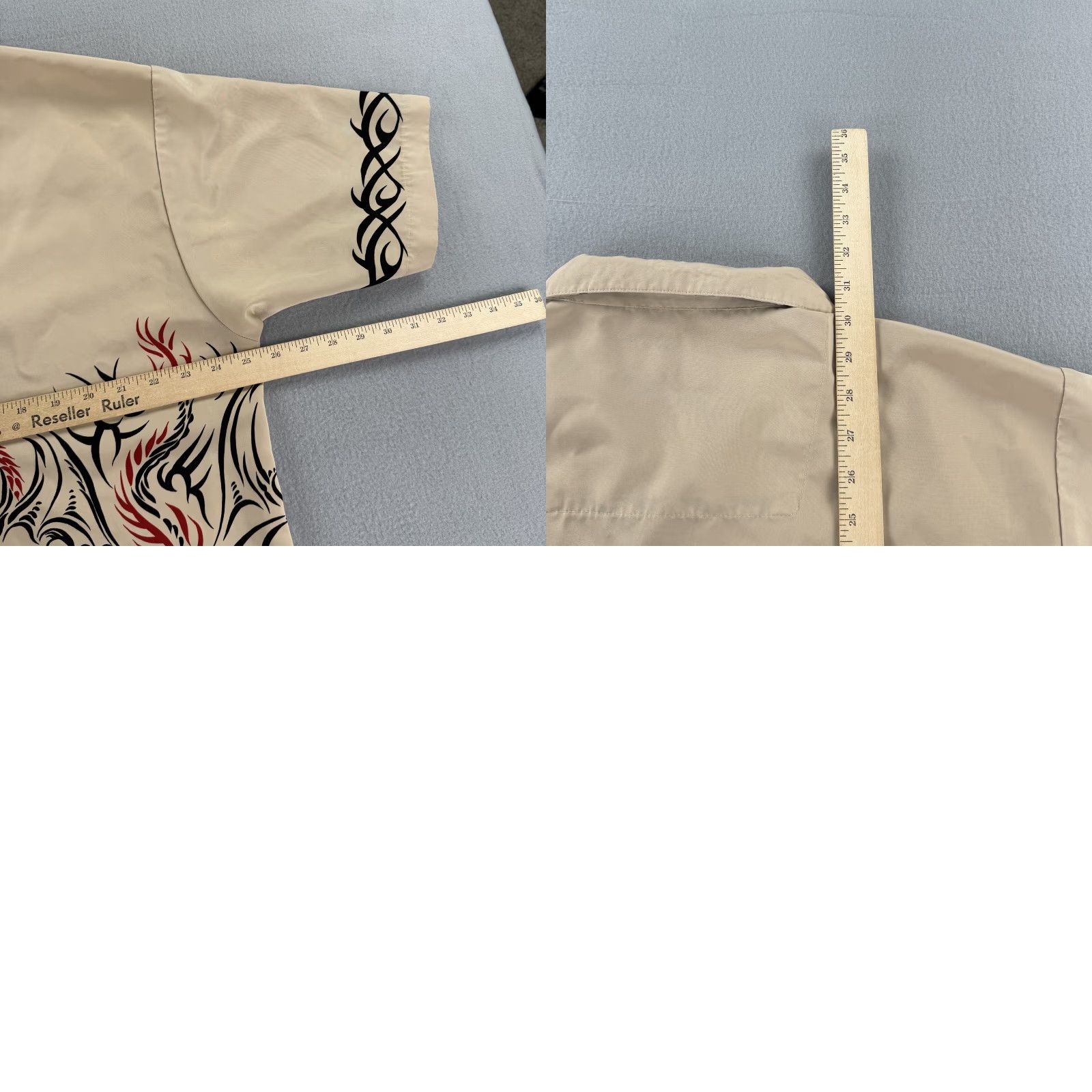 Vintage Pineapple Connection Shirt Mens Large Beige Tribal Dragon Tattoo Print Button Up Size US L / EU 52-54 / 3 - 8 Thumbnail