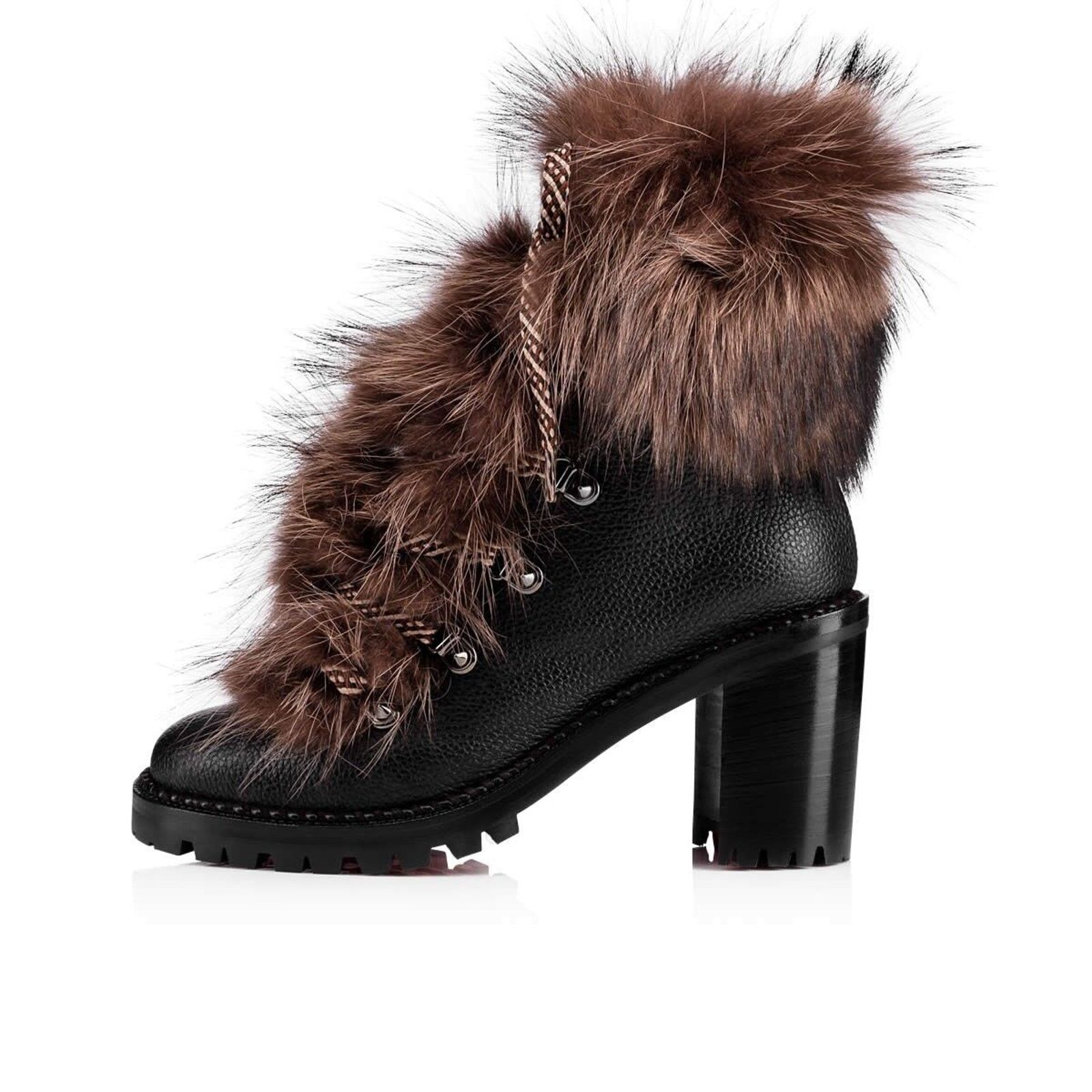 Christian Louboutin Christian Louboutin Fanny Black Brown Fur Leather Tie Heel Size US 4 / IT 34 - 3 Thumbnail