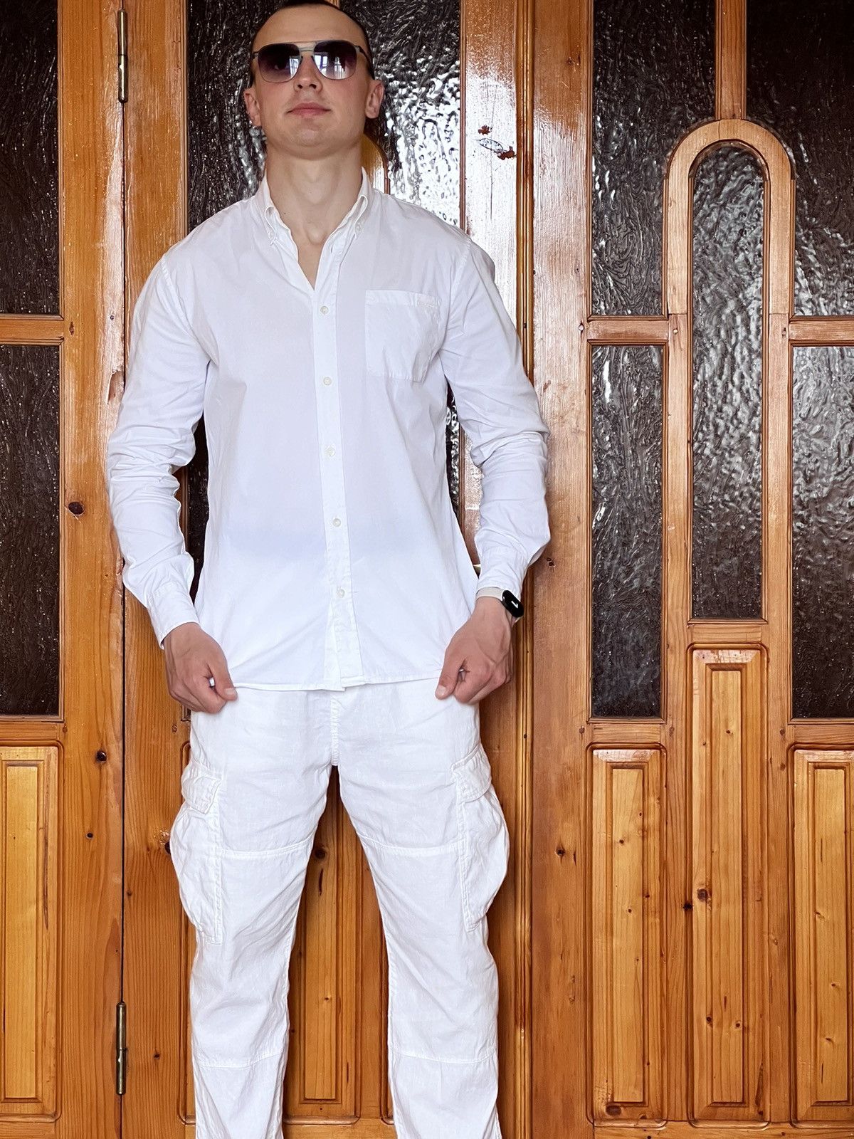 Prada × Tom Ford Prada luxury shirt button down chest pocket white tab logo Size US M / EU 48-50 / 2 - 18 Thumbnail