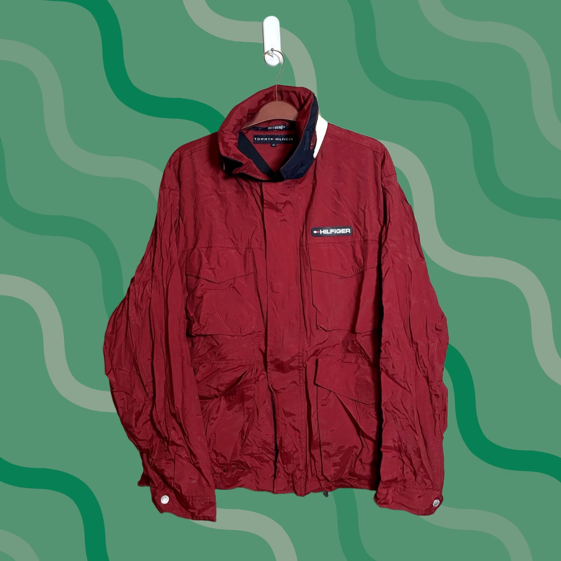 Tommy Hilfiger VINTAGE Tommy Hilfiger Jacket Men XL Red 90s Bomber Zip Snap Logo Zipper Athletic Casual Travel Fall Spring Girls? Mens Size US XL / EU 56 / 4 - 1 Thumbnail