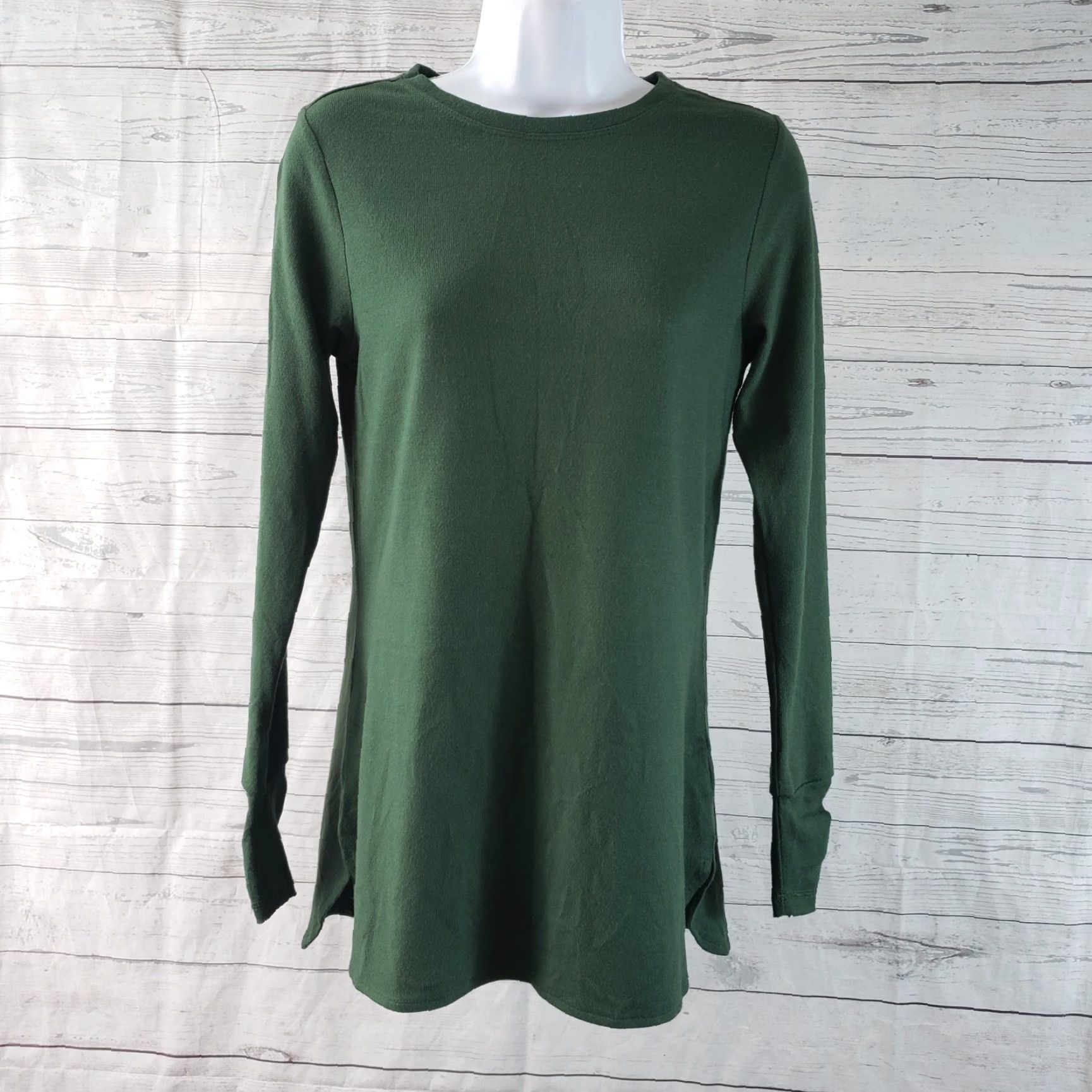 Vintage VINTAGE Carve Designs Womens Top XS Solid Green Long Sleeve Size XS / US 0-2 / IT 36-38 - 2 Thumbnail