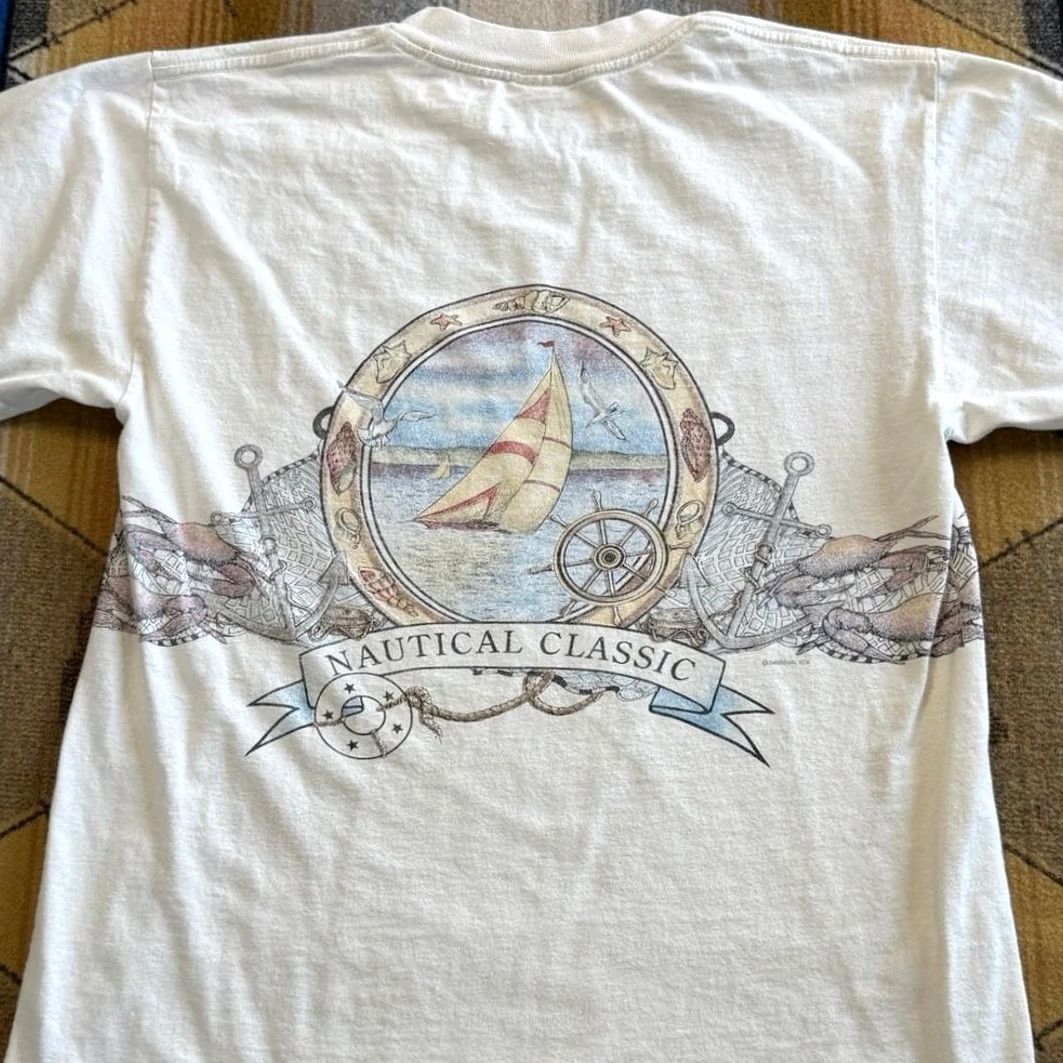 Tultex VINTAGE Florida Sailboat Wrap Around Print T-Shirt Size Medium Mens 90s Outdoor Size US M / EU 48-50 / 2 - 5 Thumbnail