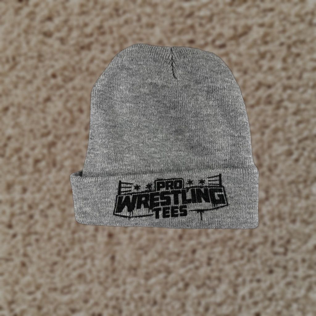 Vintage Pro Wrestling Tees Knit Beanie Toque Adult One Size Gray Striped Ski Hat for Men Size ONE SIZE - 1 Thumbnail