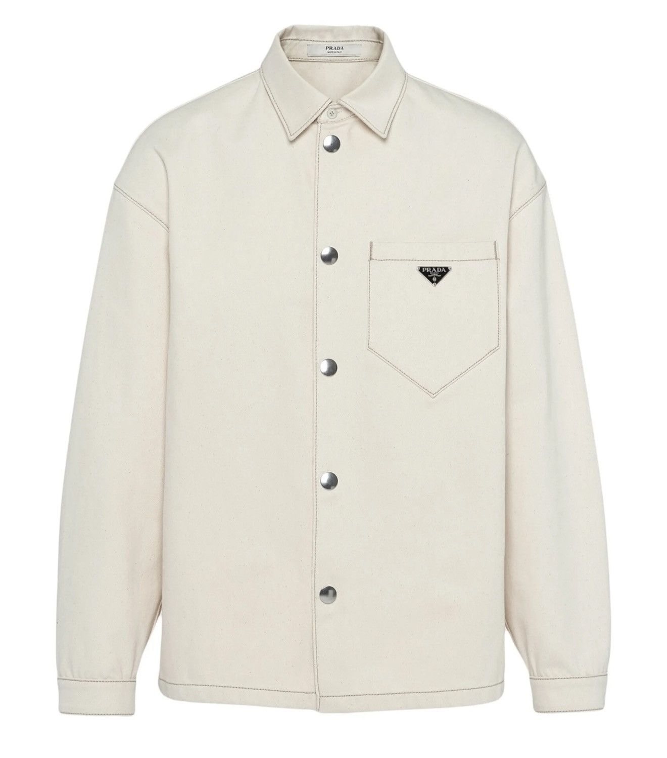 Prada Prada beige denim shirt with triangle logo, size M. Size US M / EU 48-50 / 2 - 1 Thumbnail