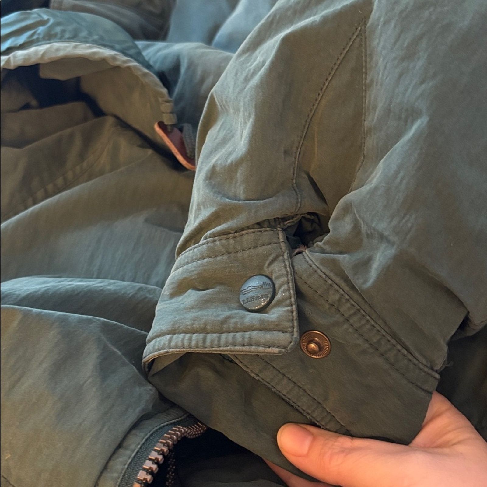 L.L. Bean Men’s L.L. Bean Goose Down Men's Olive Long Puffer Coat Size US L / EU 52-54 / 3 - 3 Thumbnail
