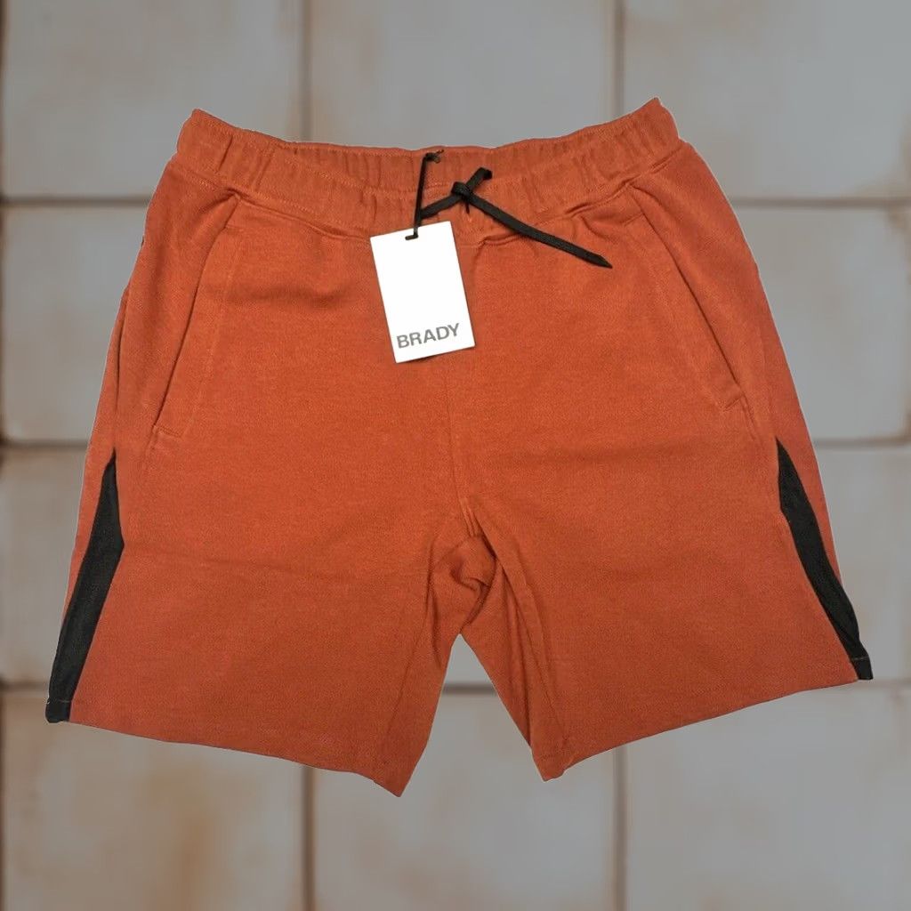 J Brand Brady Mens Shorts Pliability Performance Rust Small Regular Knit Cotton Modal Polyester Spandex Breathable Pockets Lined Easy Care Inseam 8in Size US 29 - 1 Thumbnail