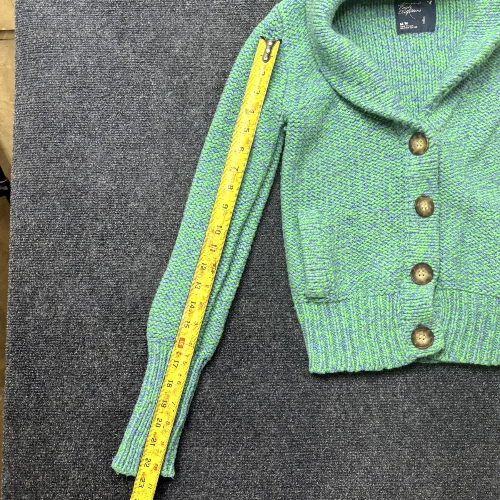 American Eagle Outfitters VINTAGE American Eagle Outfitters Cardigan Sweater Womens Med Green Shawl Knit Size M / US 6-8 / IT 42-44 - 5 Thumbnail