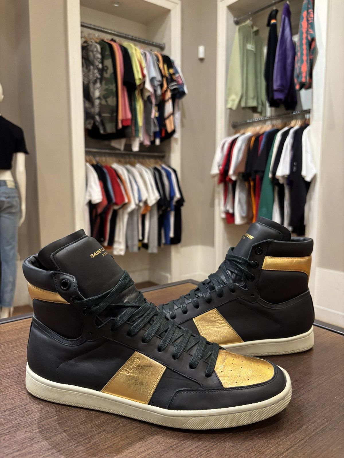 Saint Laurent Paris Saint Laurent SL/10H Sneakers Black/Gold Size US 8 / EU 41 - 2 Thumbnail