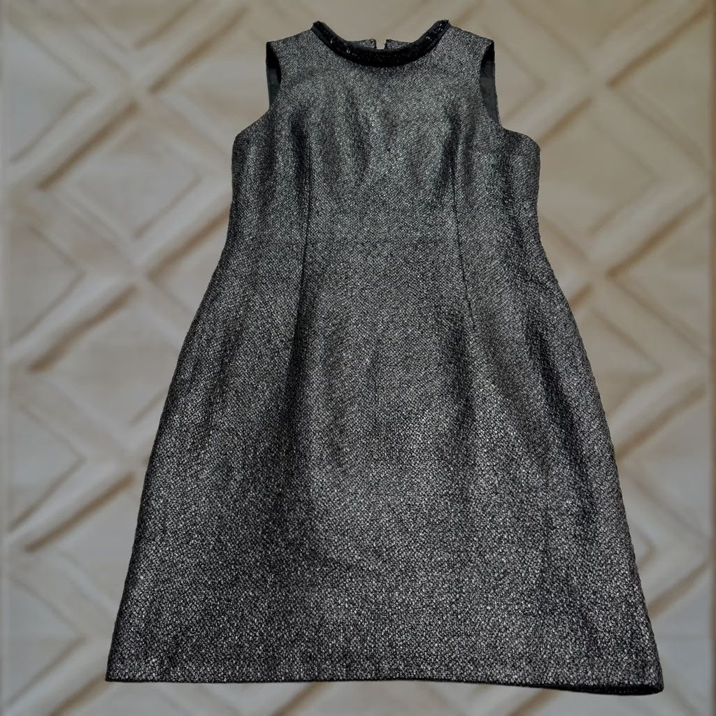 Vintage Marc New York Metallic Beaded Embellished Midi Sheath Dress Women 8 Black Silver Size M / US 6-8 / IT 42-44 - 1 Thumbnail