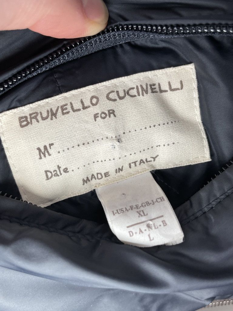 Brunello Cucinelli BRUNELLO CUCINELLI Brown Leather Nylon Blue Bomber Jacket Size US L / EU 52-54 / 3 - 22 Thumbnail