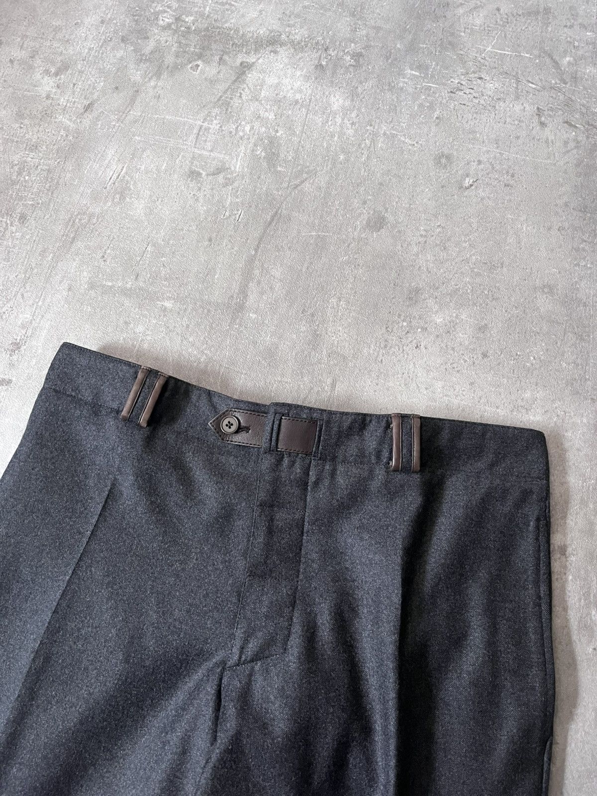 Hermes Hermes wool cashmere gray formal pants leather Size US 30 / EU 46 - 2 Thumbnail