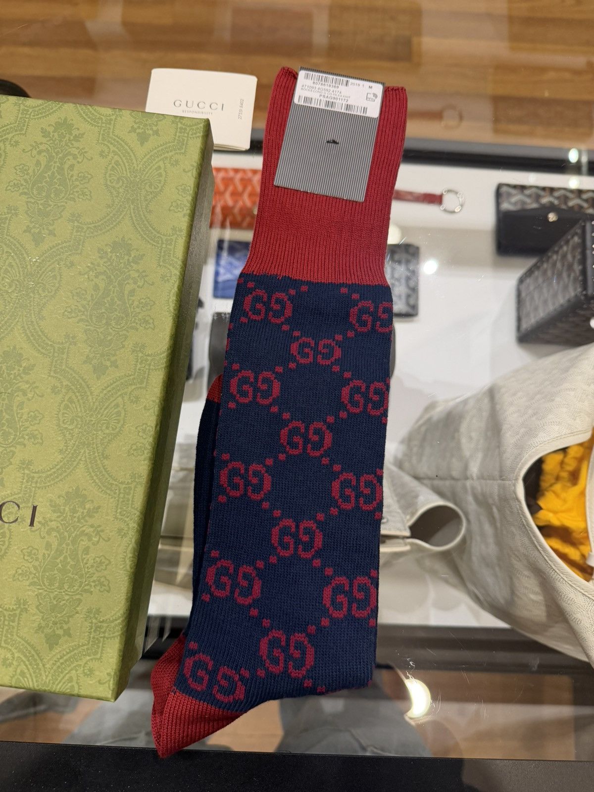 Gucci Gucci GG Supreme Monogram Socks - Navy/Maroon Size ONE SIZE - 3 Thumbnail