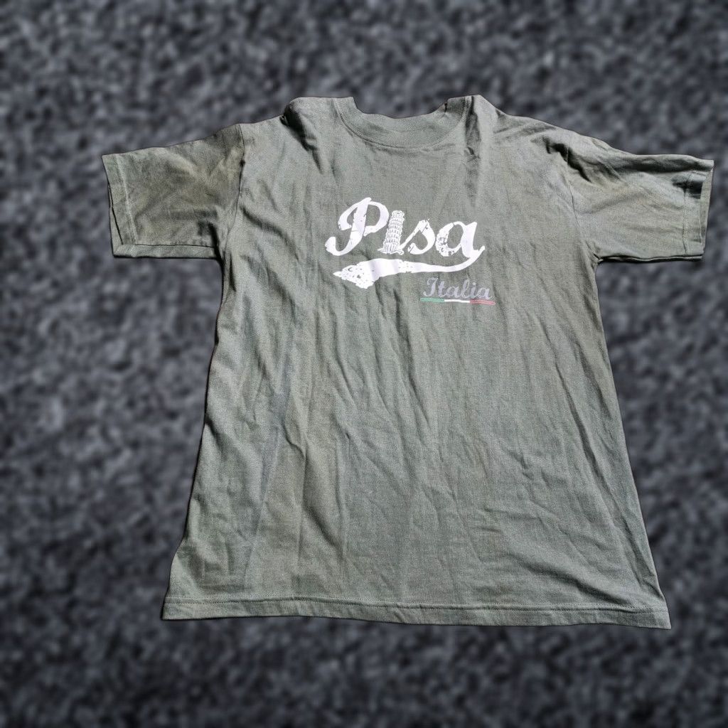 Vintage VINTAGE Lauri M Mens M PISA Italia 90s Art Cotton Embroidered Travel T-Shirt Green Size US M / EU 48-50 / 2 - 1 Thumbnail