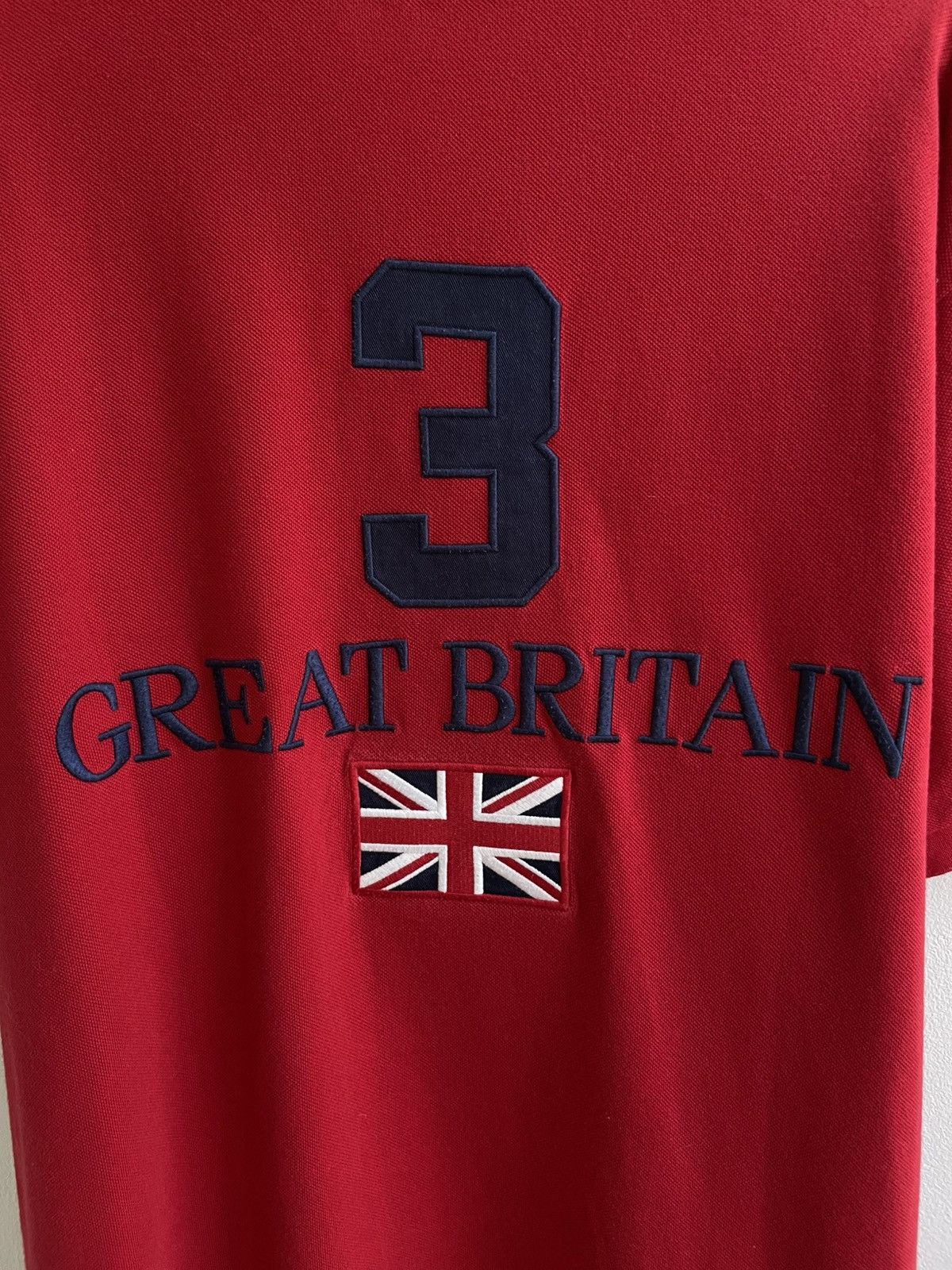 Polo Ralph Lauren × Vintage Polo Ralph Lauren Great Britain 3 Flag PRL Red Polo Shirt Size US XXL / EU 58 / 5 - 16 Thumbnail