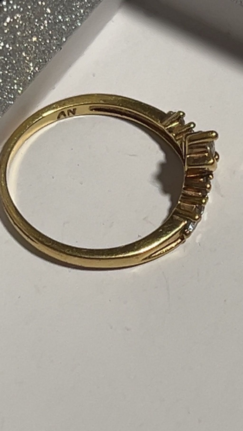 The Unbranded Brand Gold Tone Ring with Clear Stones maybe real not sure Size ONE SIZE - 2 Thumbnail