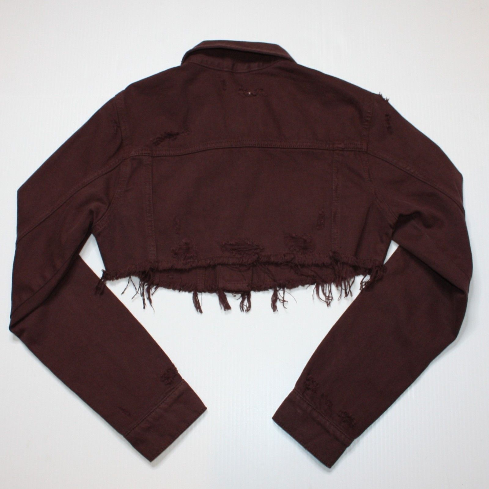 H&M Distressed Cropped Denim Jacket in Brown Color size XS NWT Size XS / US 0-2 / IT 36-38 - 6 Thumbnail