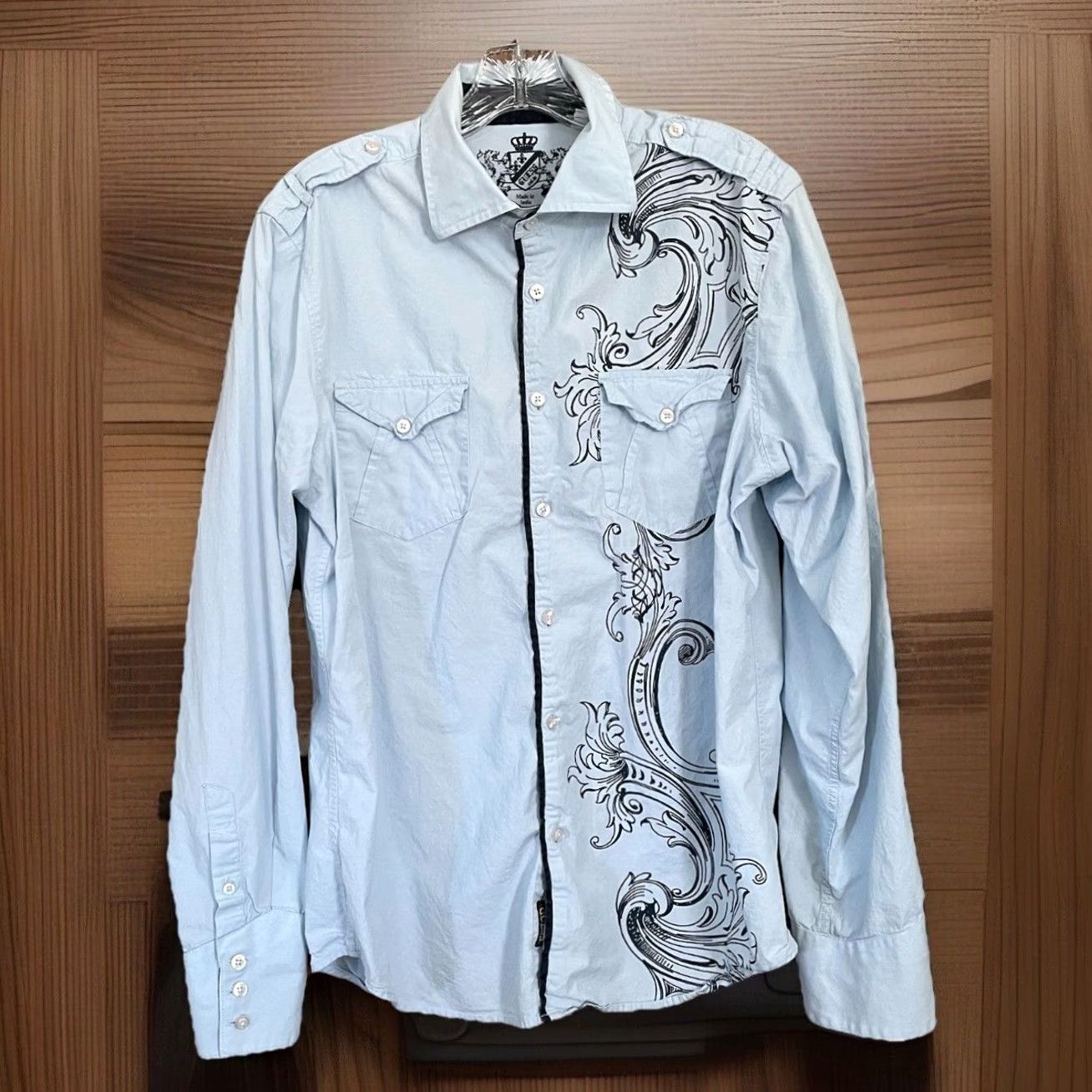 Guess VINTAGE Guess Jeans Button-Up Shirt Men Long Sleeve Blue Cotton Graphic Western Size US L / EU 52-54 / 3 - 2 Thumbnail