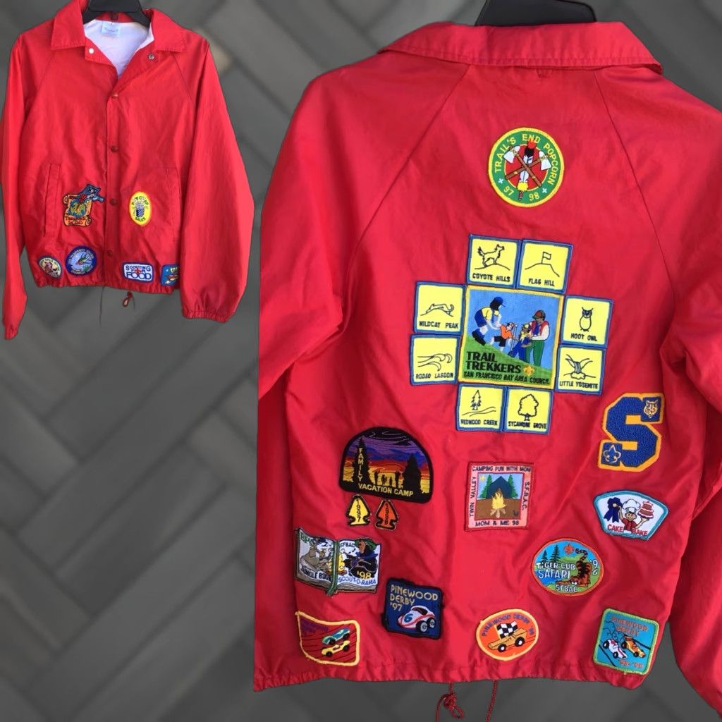Area VINTAGE Auburn Sportswear Patches Windbreaker Jacket XS Boys Red 1990s Boy Scouts of America Bay Area Mens Size US XS / EU 42 / 0 - 1 Thumbnail