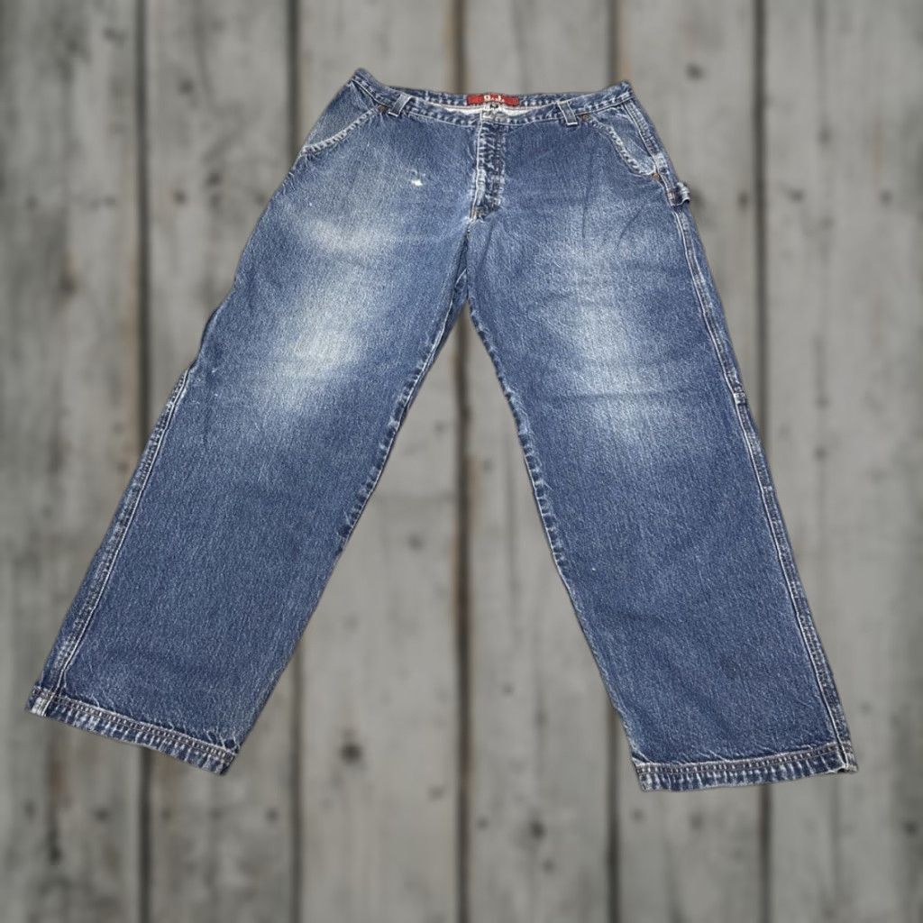 VINTAGE Guess Men's Workerwear Carpenter Baggy Jeans 38x32 Blue Straight Cotton 90s Mens
