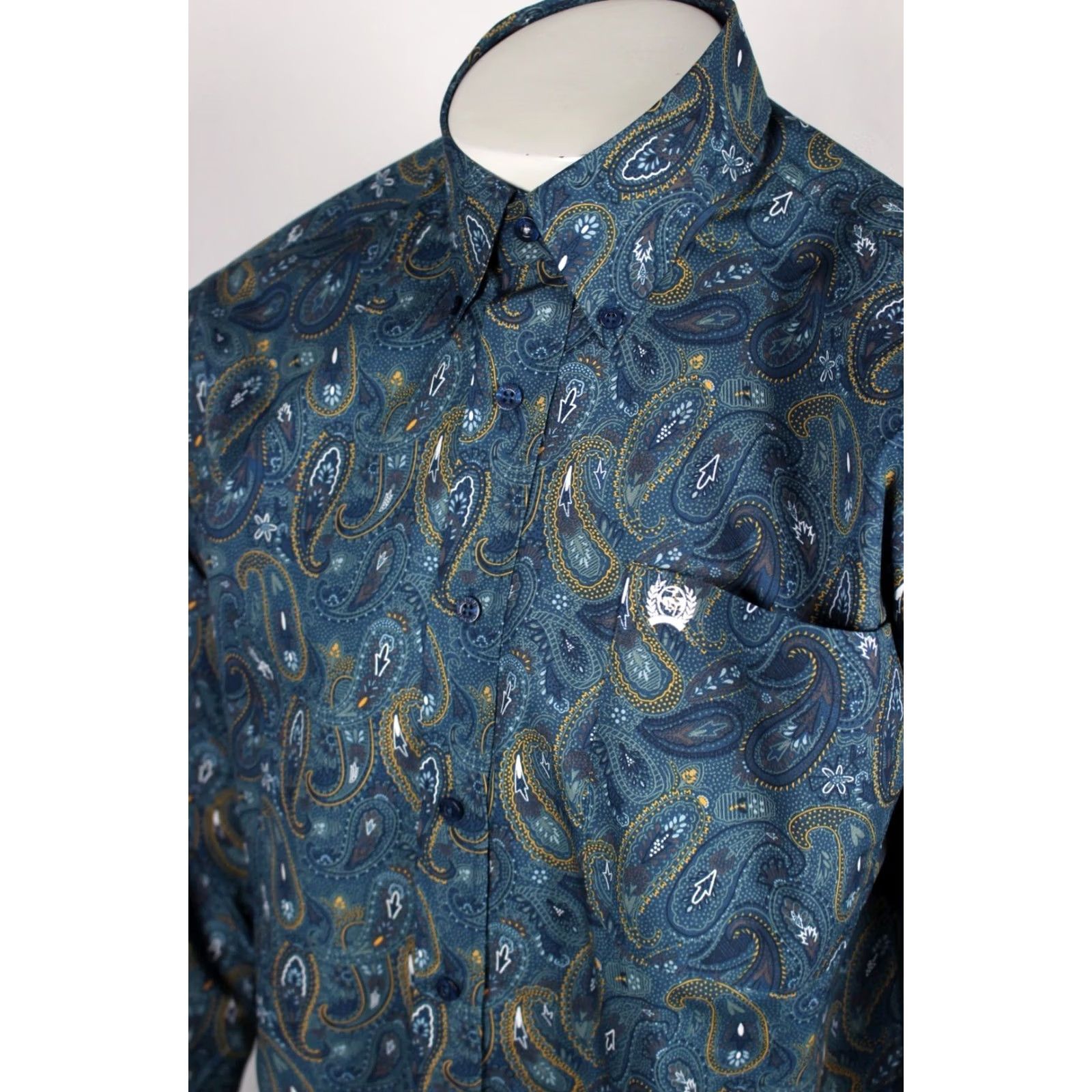 Vintage Cinch Men's Paisley Classic Fit Button Long Sleeve Western Shirt S Small Blue Size US S / EU 44-46 / 1 - 4 Thumbnail