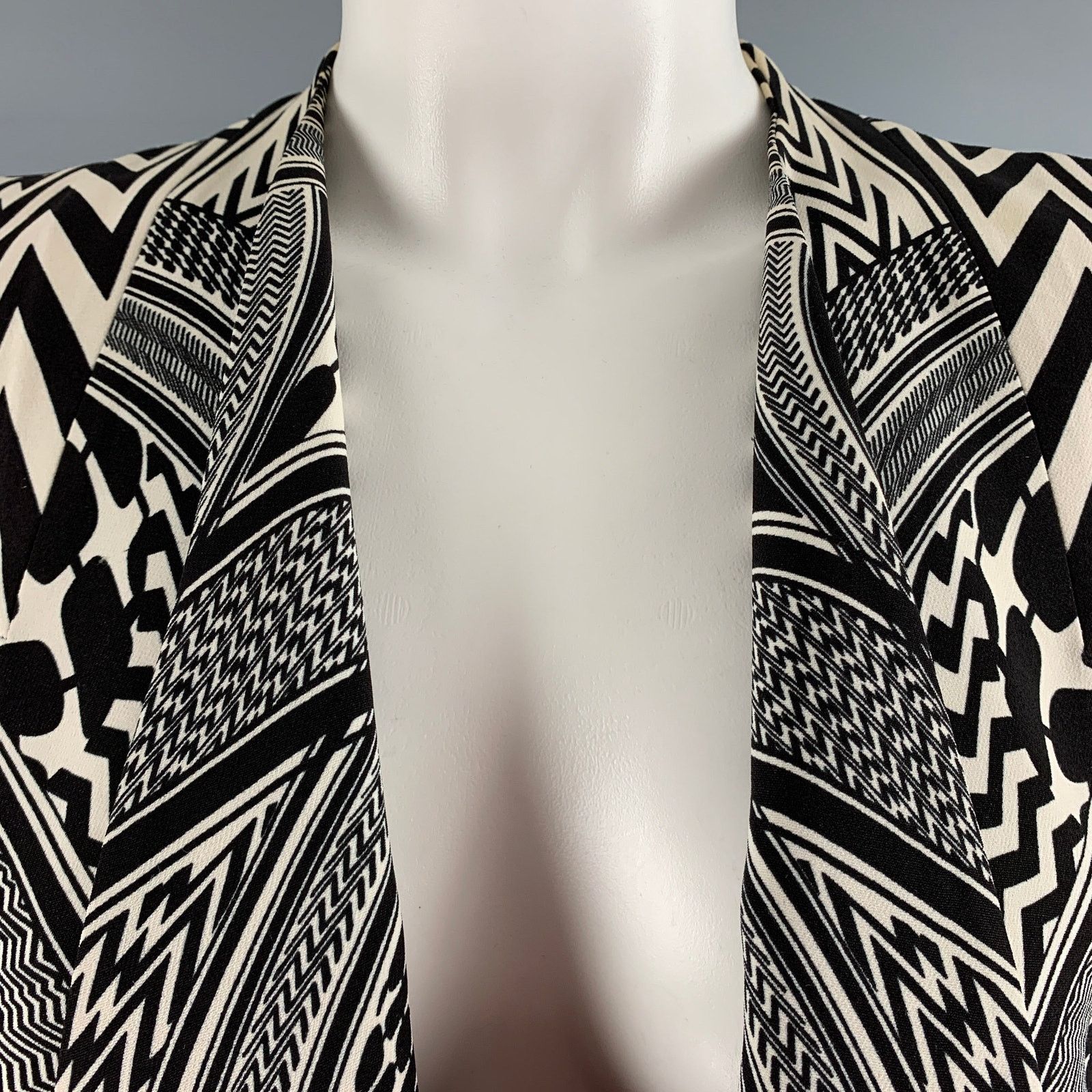 Givenchy GIVENCHY SS10 Size M Black White Geometric Open Front Vest Size M / US 6-8 / IT 42-44 - 2 Thumbnail
