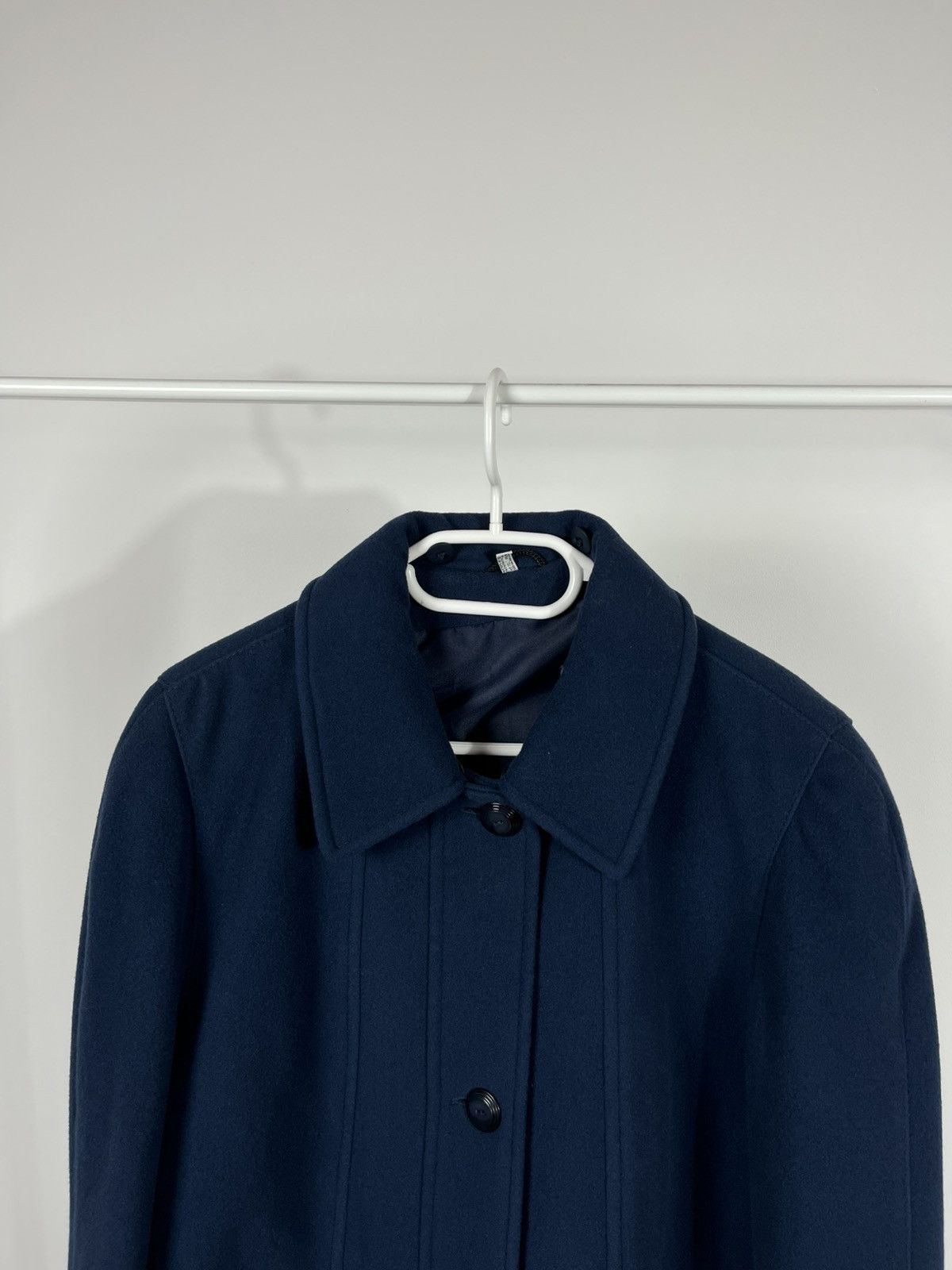 Designer Vintage Navy Wool Overcoat by Park Lane – Classic Design Size L / US 10 / IT 46 - 3 Thumbnail