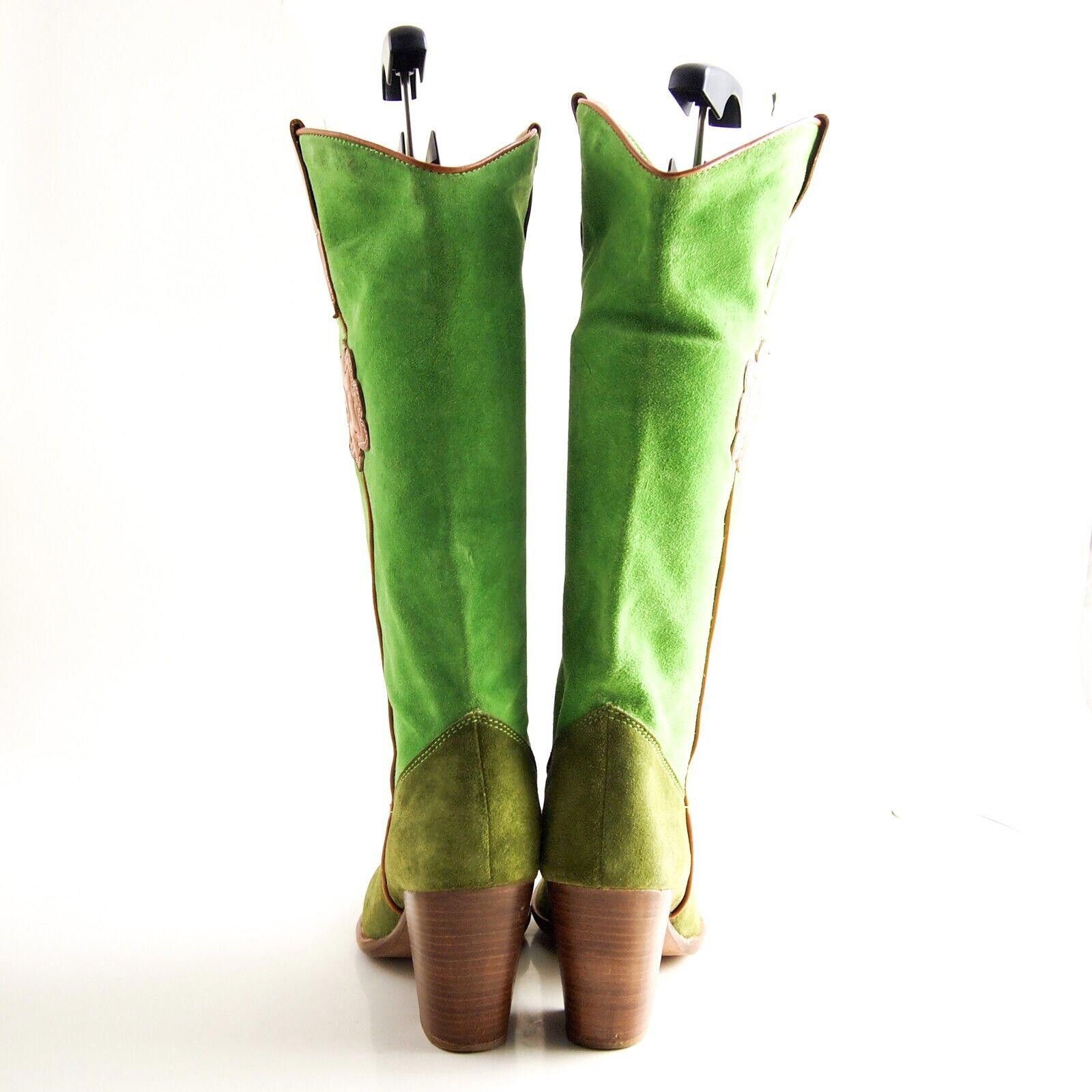 Designer Mauro Volponi Western Boots Green Suede US 9 EU 39 Size US 9 / IT 39 - 5 Thumbnail