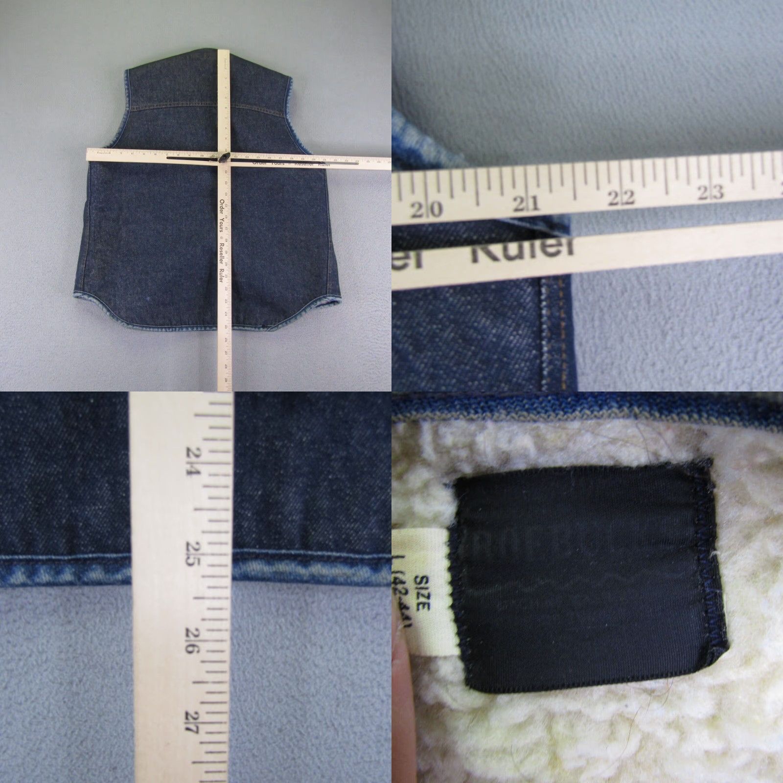 Denime VINTAGE Roebuck & Co. Men's Denim Vest Large Tall Western Cowboy Insulated Wool Lined 70s Size US L / EU 52-54 / 3 - 8 Thumbnail