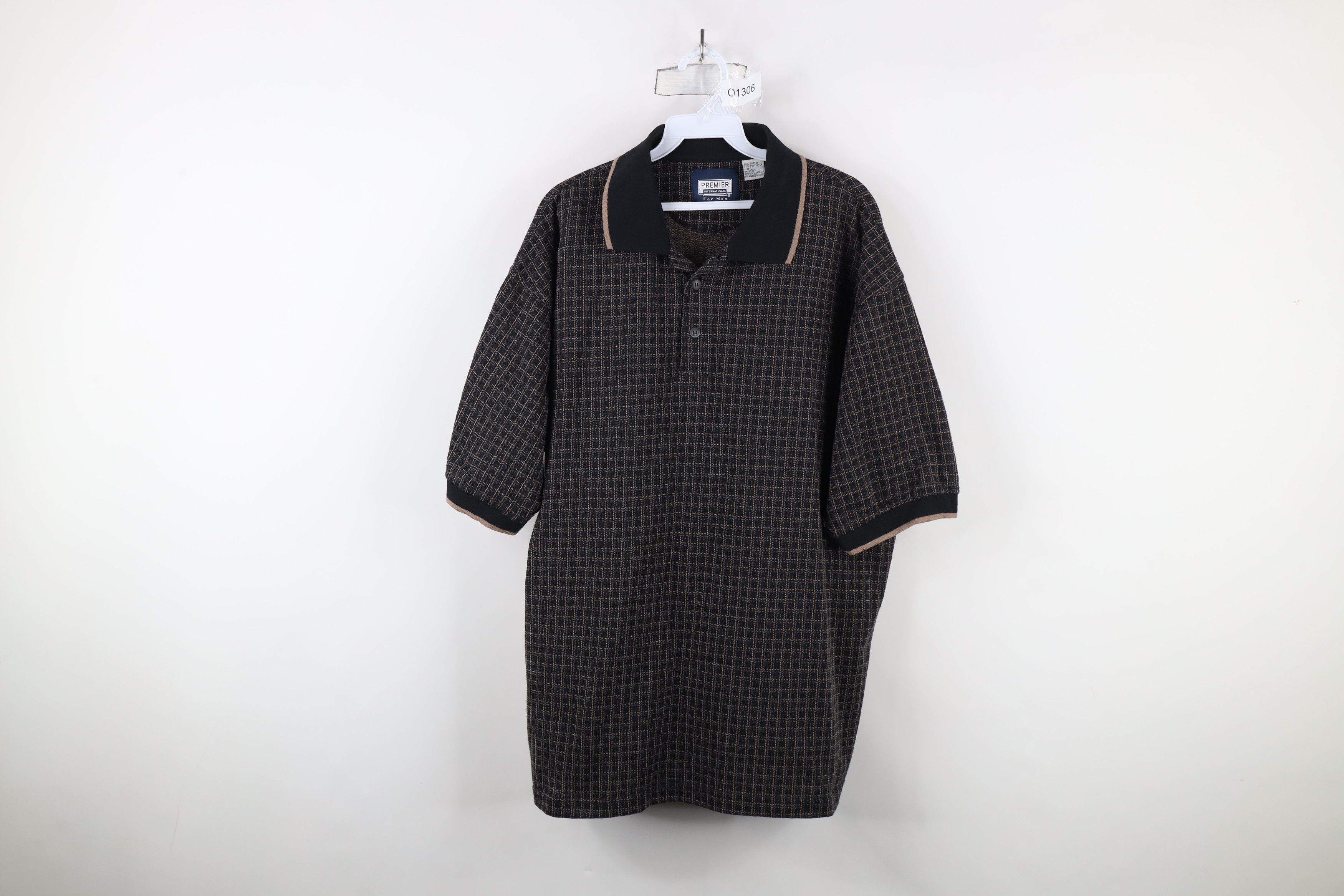 Vintage Vintage 90s Streetwear Checkered Knit Collared Polo Shirt Size US L / EU 52-54 / 3 - 1 Thumbnail