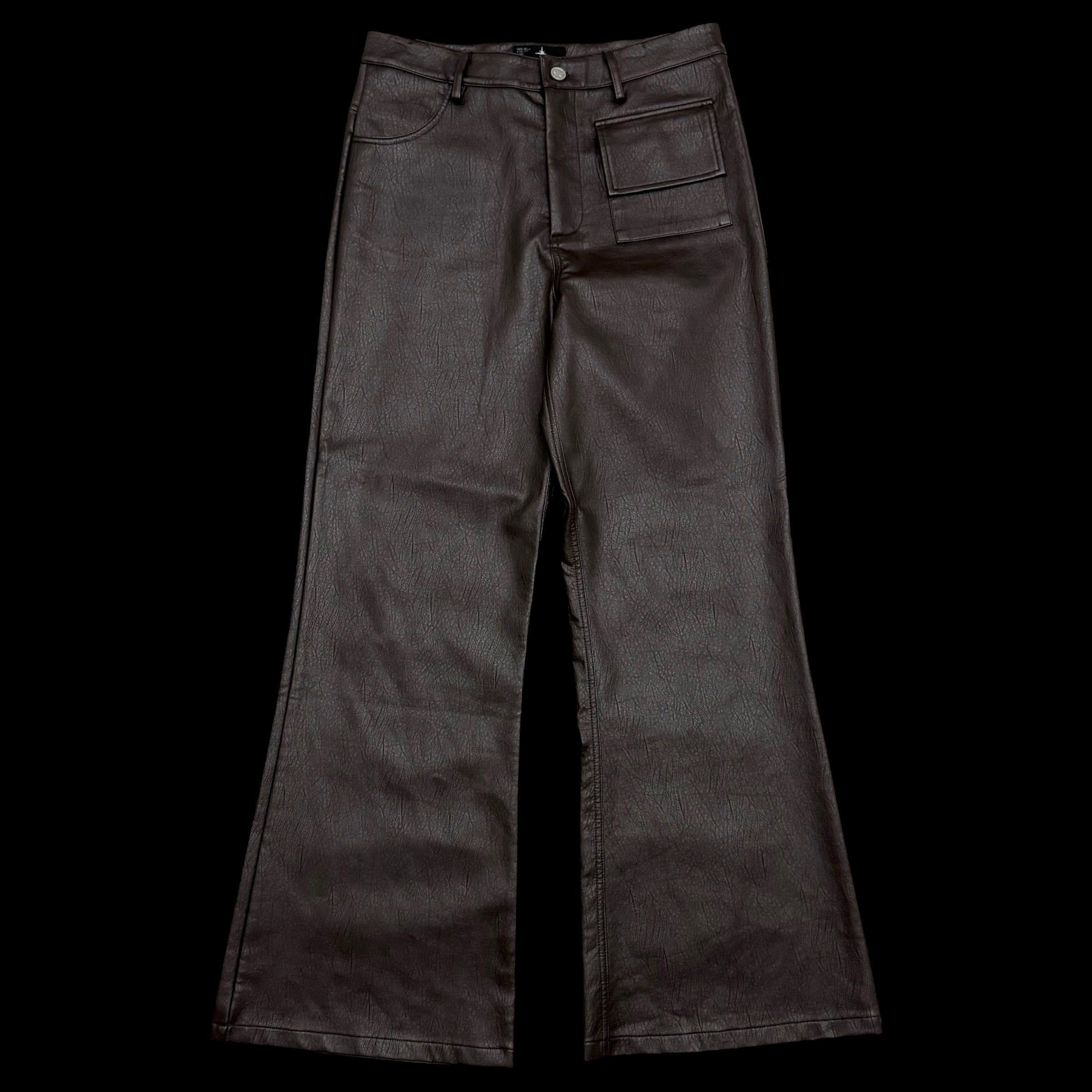 パンツ Ranger Cartel leather wide flare pants V2 black flared leather pants – ranger
