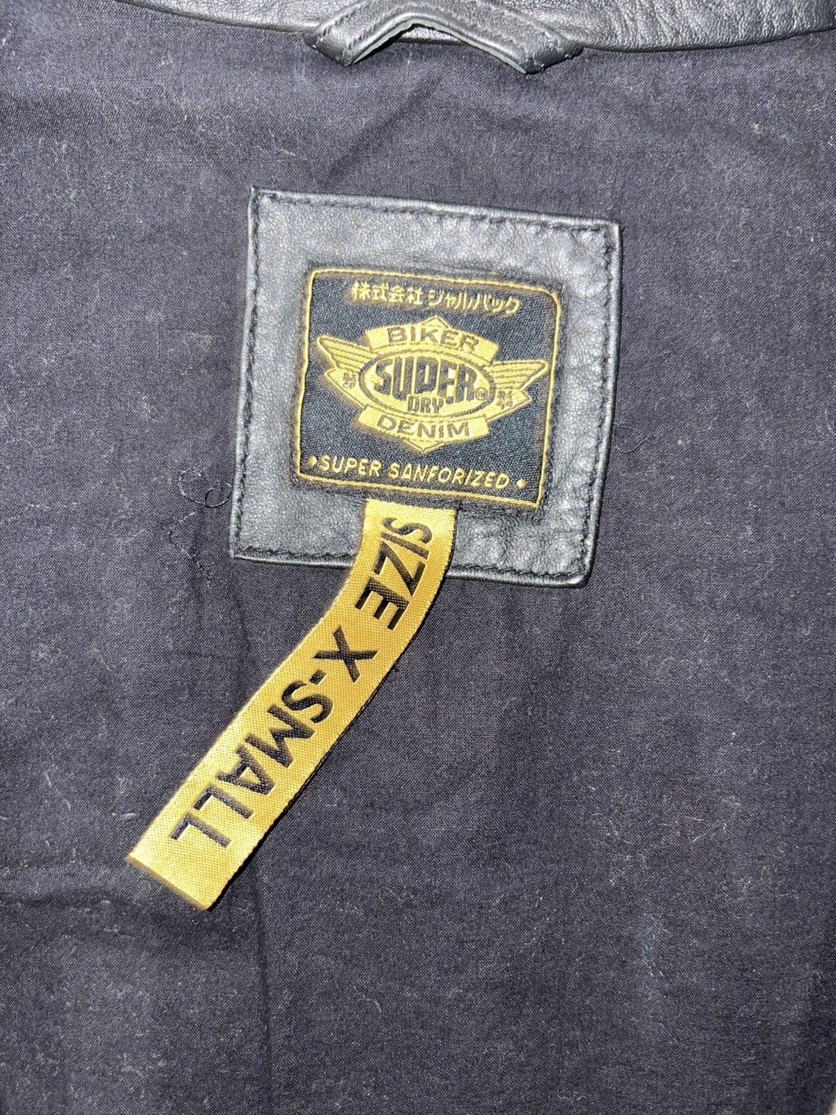 Superdry Vintage Superdry "Super" Leather Racer Jacket - Black - XS Size XS / US 0-2 / IT 36-38 - 4 Thumbnail