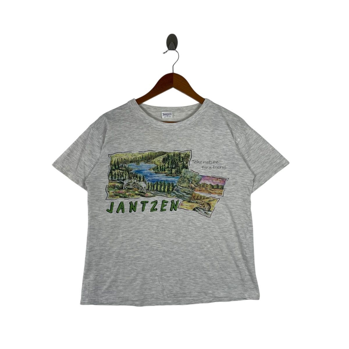 Jantzen × Vintage Vintage 90s Jantzen Nature Tee Shirt Size US M / EU 48-50 / 2 - 1 Thumbnail