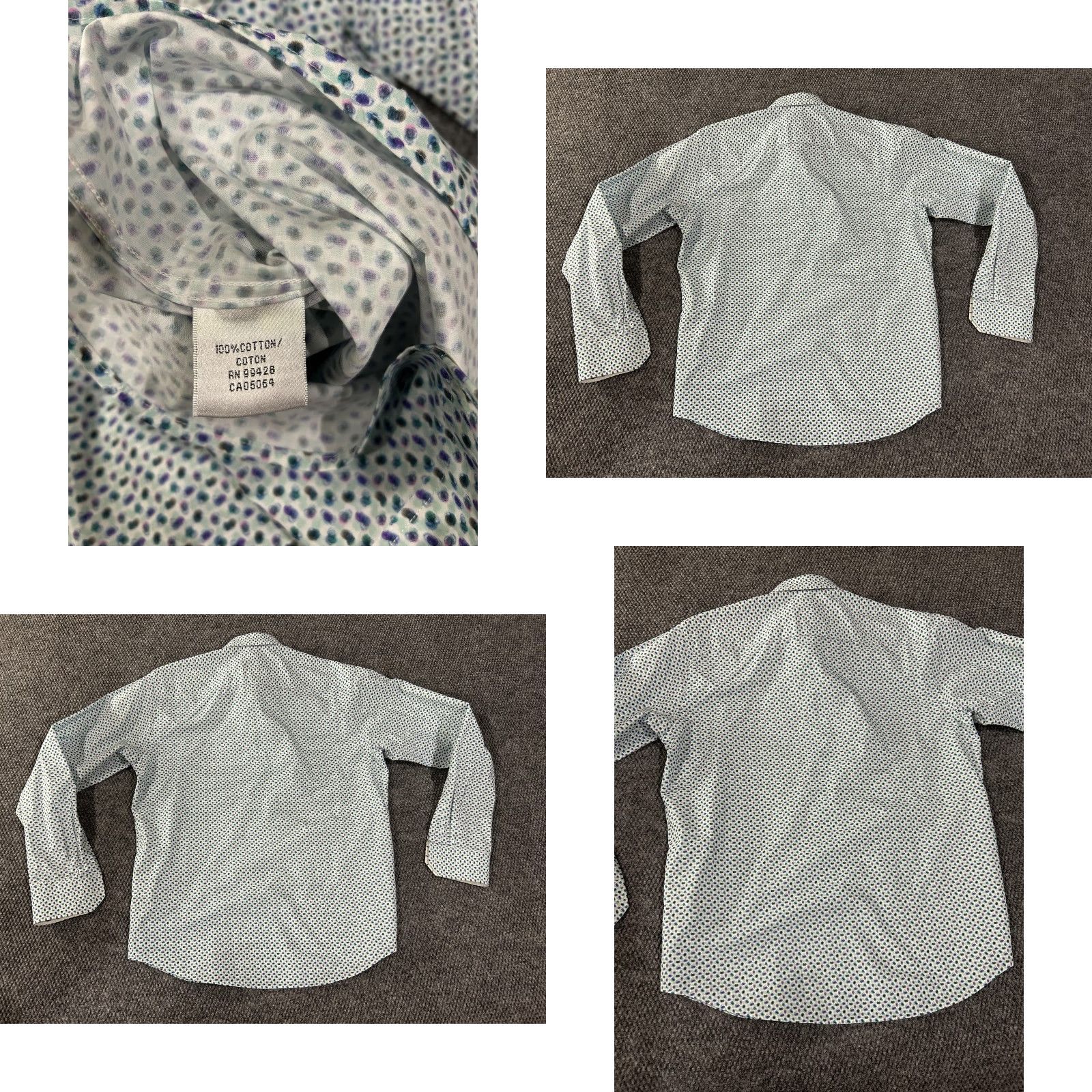 BUGATCHI Bugatchi Shirt Mens Large White Blue Dot Classic Fit Long Sleeve Cotton Size US L / EU 52-54 / 3 - 8 Thumbnail