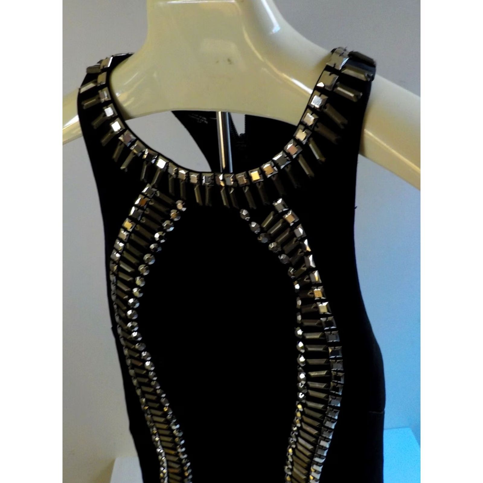 Bebe Bebe Black Metal Look Embellished Shorts Romper XS/S Small Rayon/Nylon/Spandex Romper Womens Sleeveless Round Neck Zip Size 28" / US 6 / IT 42 - 6 Thumbnail