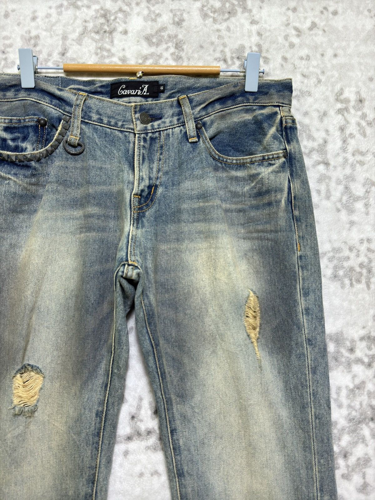 Vintage CavariA Distressed Mud Wash Whiskered Vkei jeans