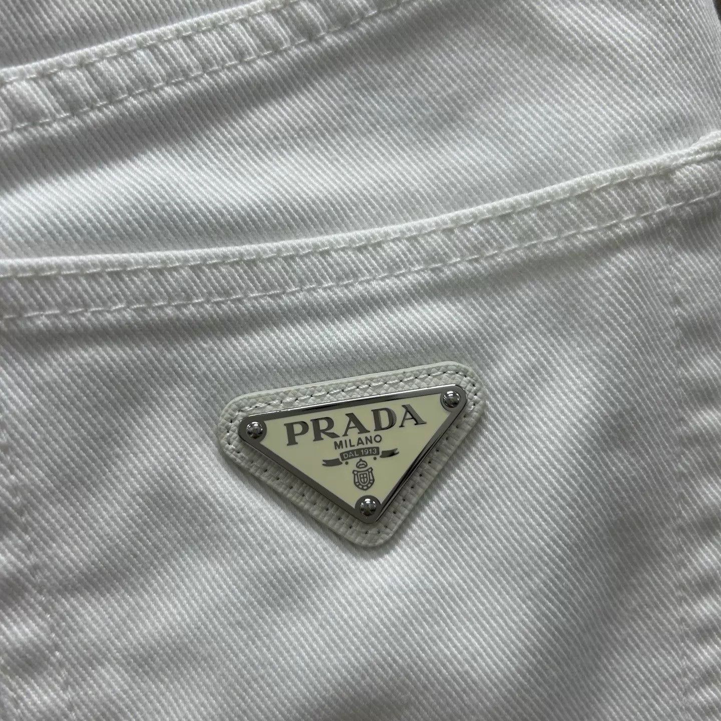 Prada Prada 99 New Solid Denim Mini Skirt Back Triangle Size 26" / US 2 / IT 38 - 3 Thumbnail