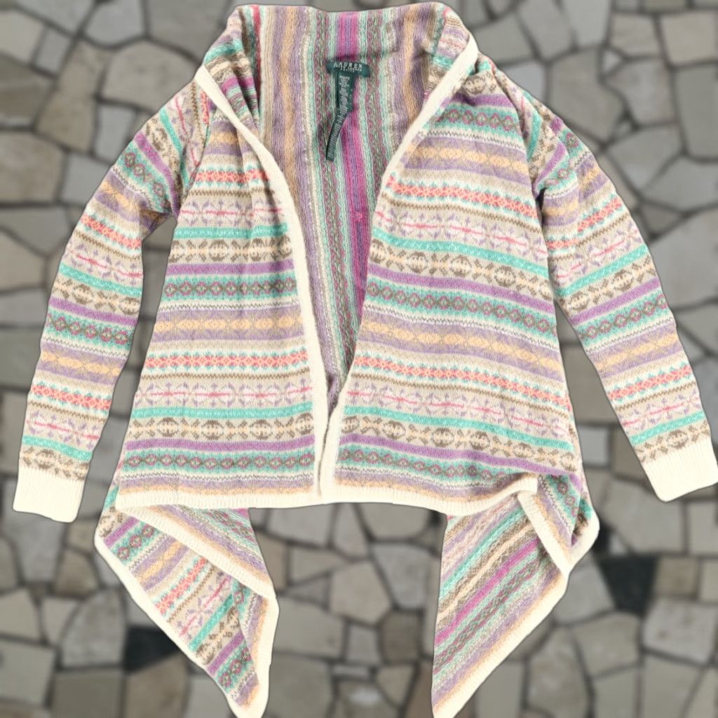 Ralph Lauren VINTAGE Lauren Ralph Lauren Tribal Native Poncho Cardigan Striped Sweatshirt Women's PXS Size XS / US 0-2 / IT 36-38 - 1 Thumbnail