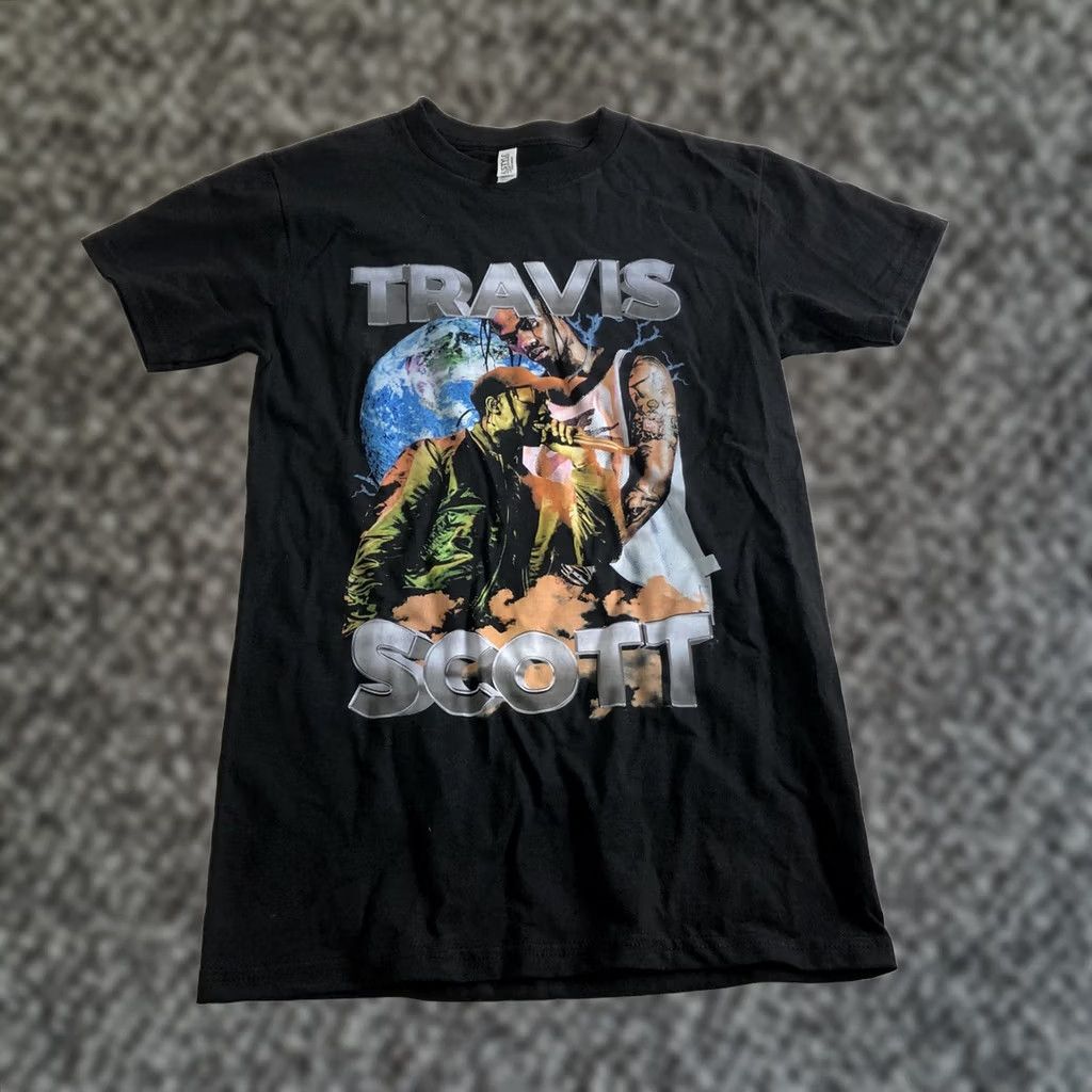 Travis Scott 90s Vintage Black Cotton Rap Tee Graphic Hip Hop Shirt Small Size US S / EU 44-46 / 1 - 1 Thumbnail