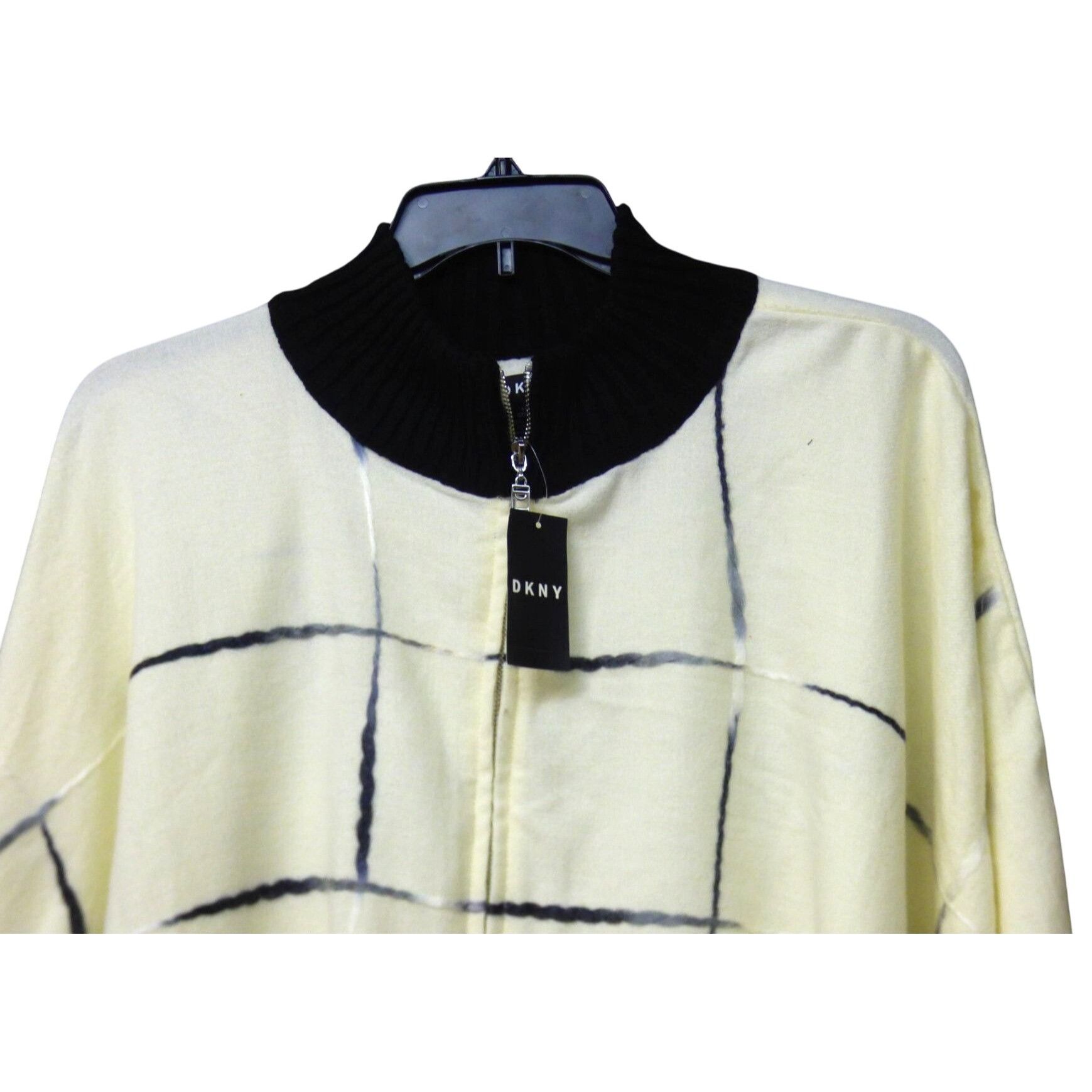 DKNY DKNY Zip Front Ombre Twist Full Zip Ruana / Poncho , Cream 1 Size ONE SIZE - 4 Thumbnail