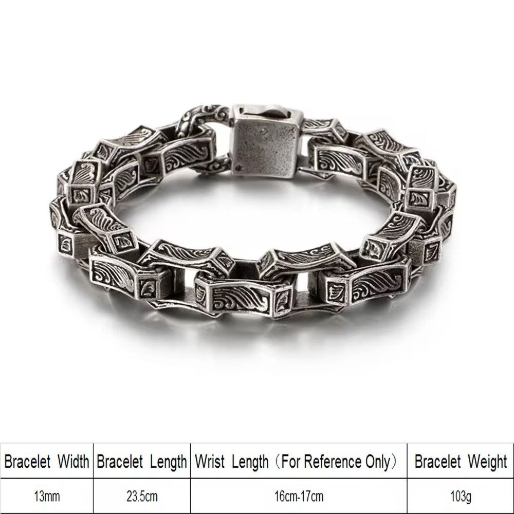 Vintage Silver Chunky Mysterious Symbol Charm Bangle Size ONE SIZE - 6 Thumbnail