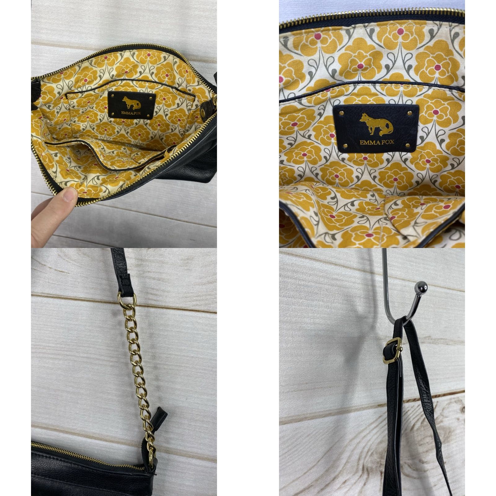 Vintage Emma Fox Leather Crossbody Bag Black Designer Handbag Small Pockets Crossbody Womens Vintage No Size ONE SIZE - 8 Thumbnail