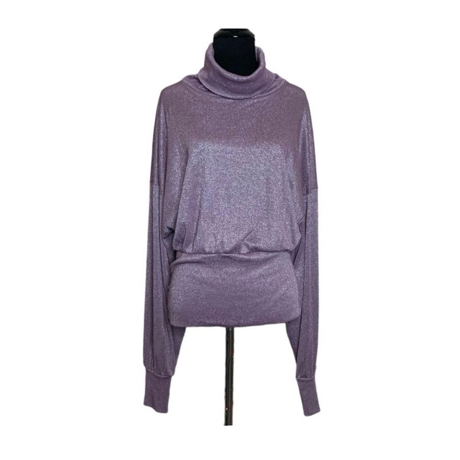 Free People Free People Glam Metallic Purple Knit Sweater Top Size M Size M / US 6-8 / IT 42-44 - 1 Thumbnail
