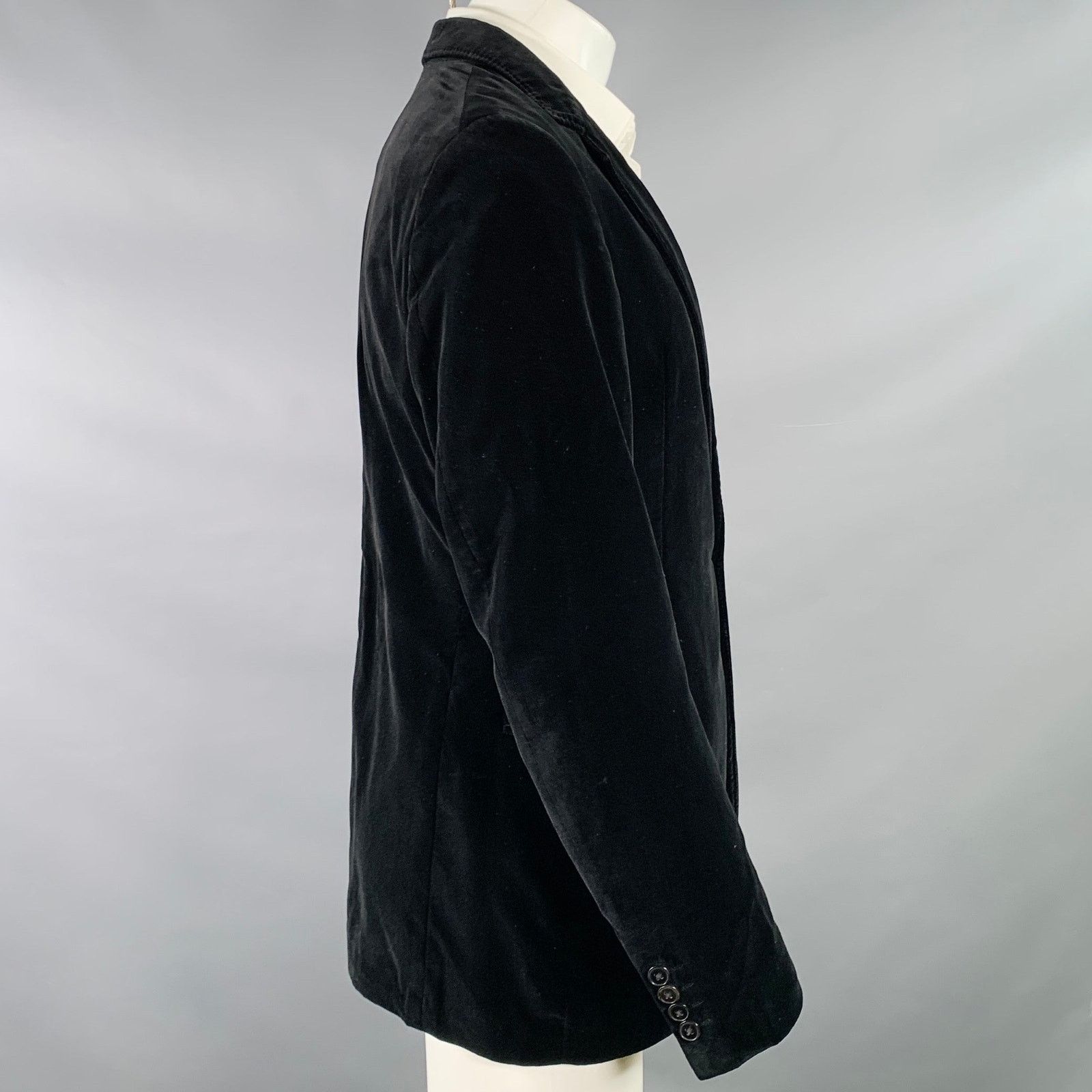 Armani Collezioni Size 38 Regular Black Velvet Cotton Sport Coat Size 38R - 3 Thumbnail